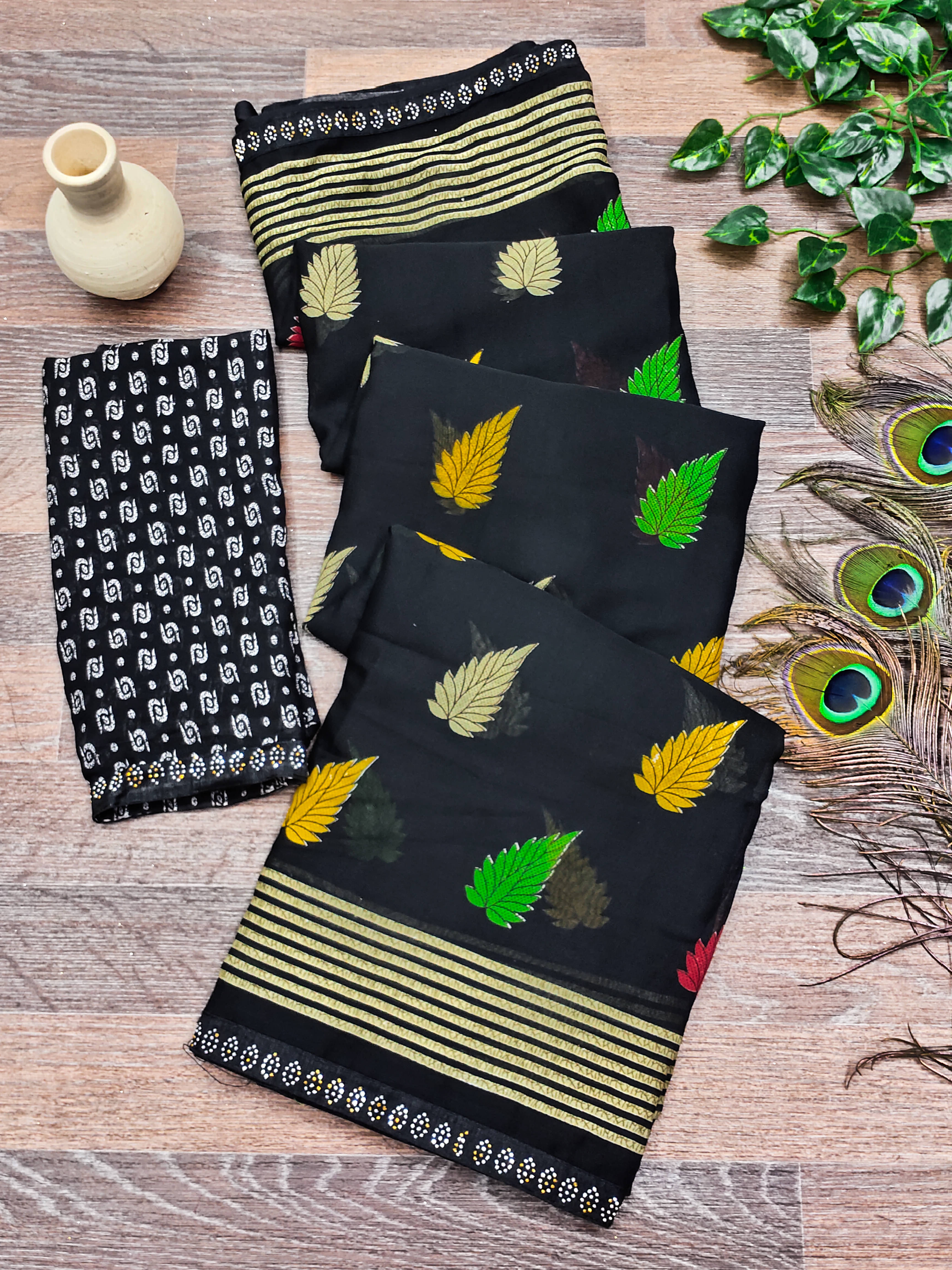 ANAND SAREES Georgette Printed Ilkal Saree With Unstitched Blouse Piece ( Black ) ANAND SAREES Georgette Printed Ilkal Saree With Unstitched Blouse Piece ( Black )
