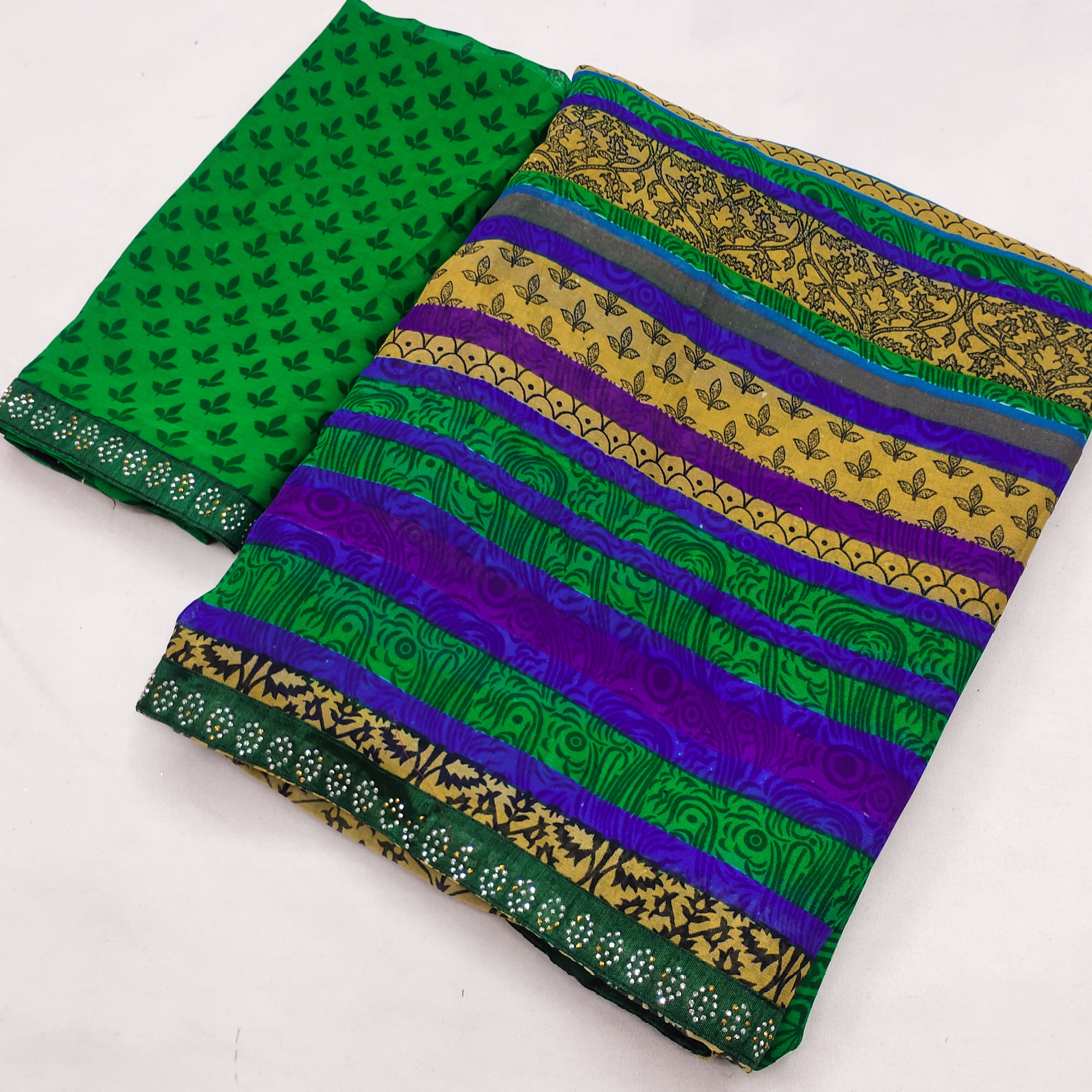     			ANAND SAREES Georgette Printed Ilkal Saree With Unstitched Blouse Piece ( Green )