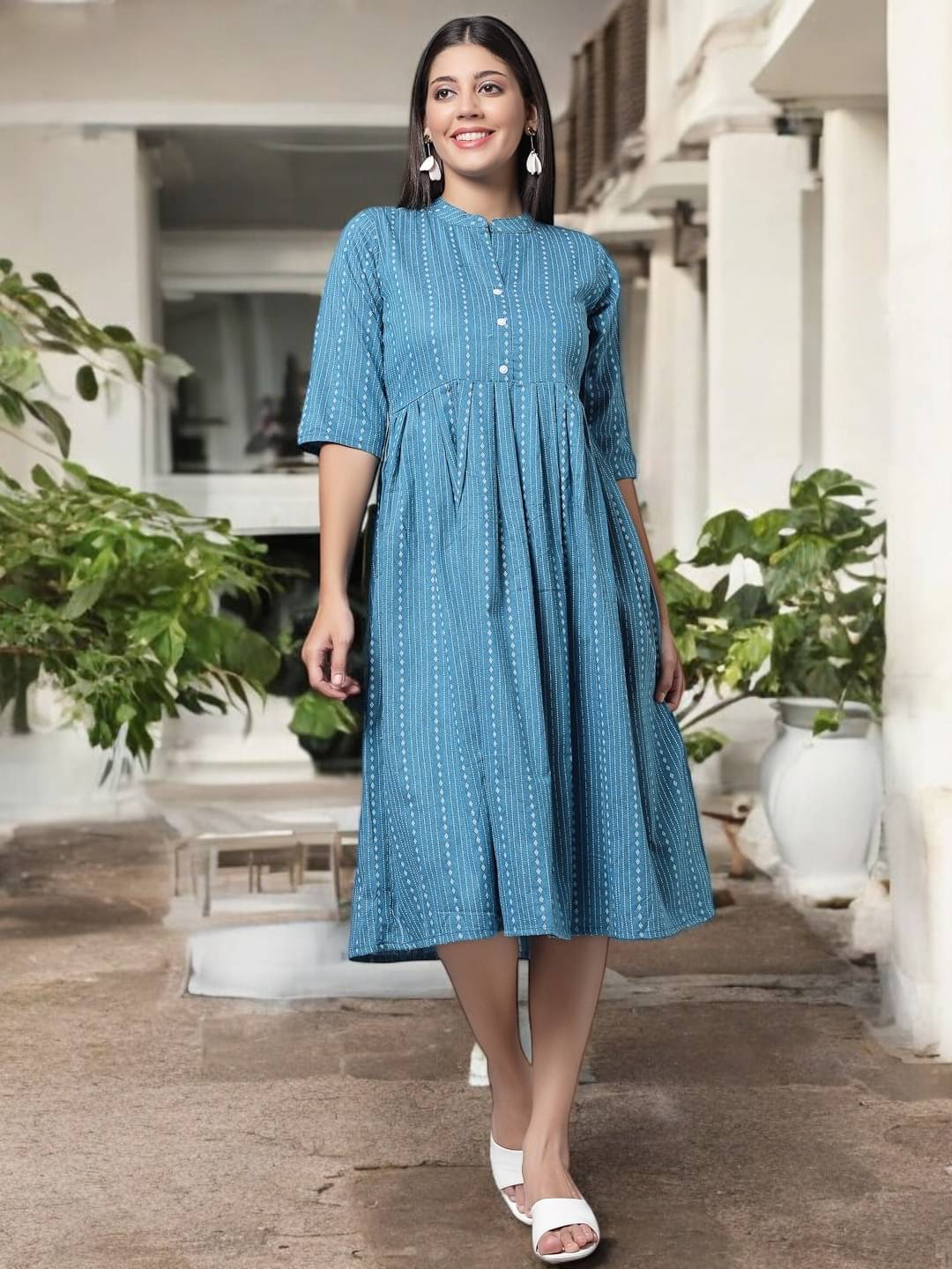 BONISTA FASHION FOR ALL Women Cotton Striped Anarkali Kurti ( Pink ) BONISTA FASHION FOR ALL Women Cotton Striped Anarkali Kurti ( Pink )