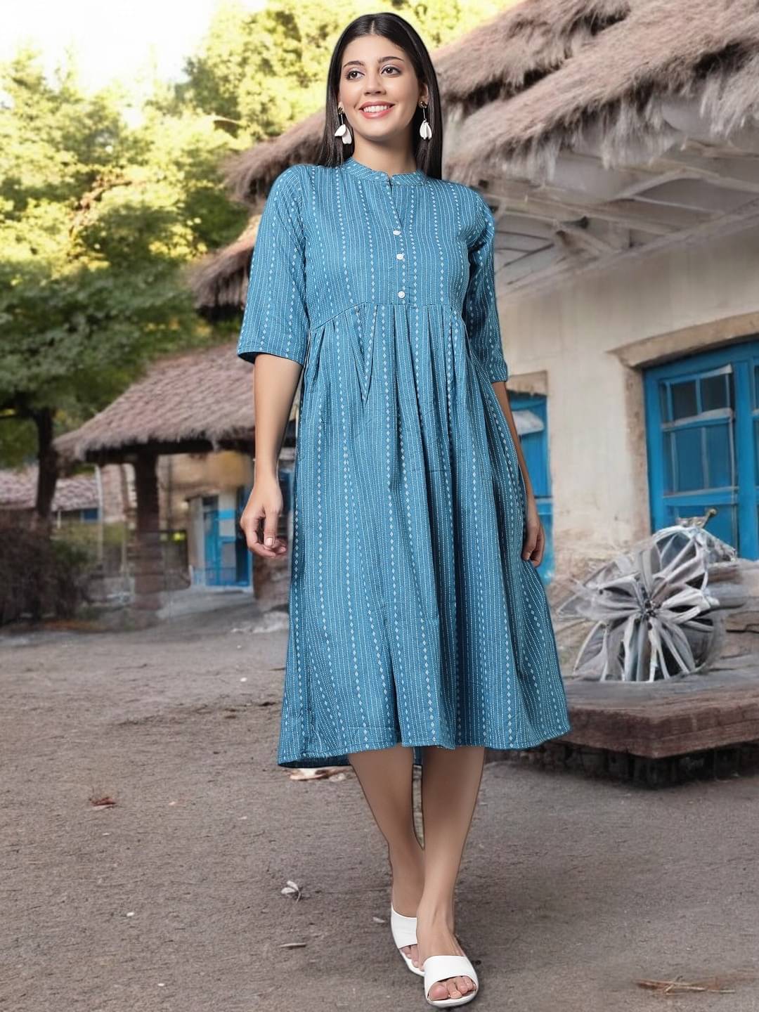 BONISTA FASHION FOR ALL Women Cotton Striped Anarkali Kurti ( Maroon ) BONISTA FASHION FOR ALL Women Cotton Striped Anarkali Kurti ( Maroon )