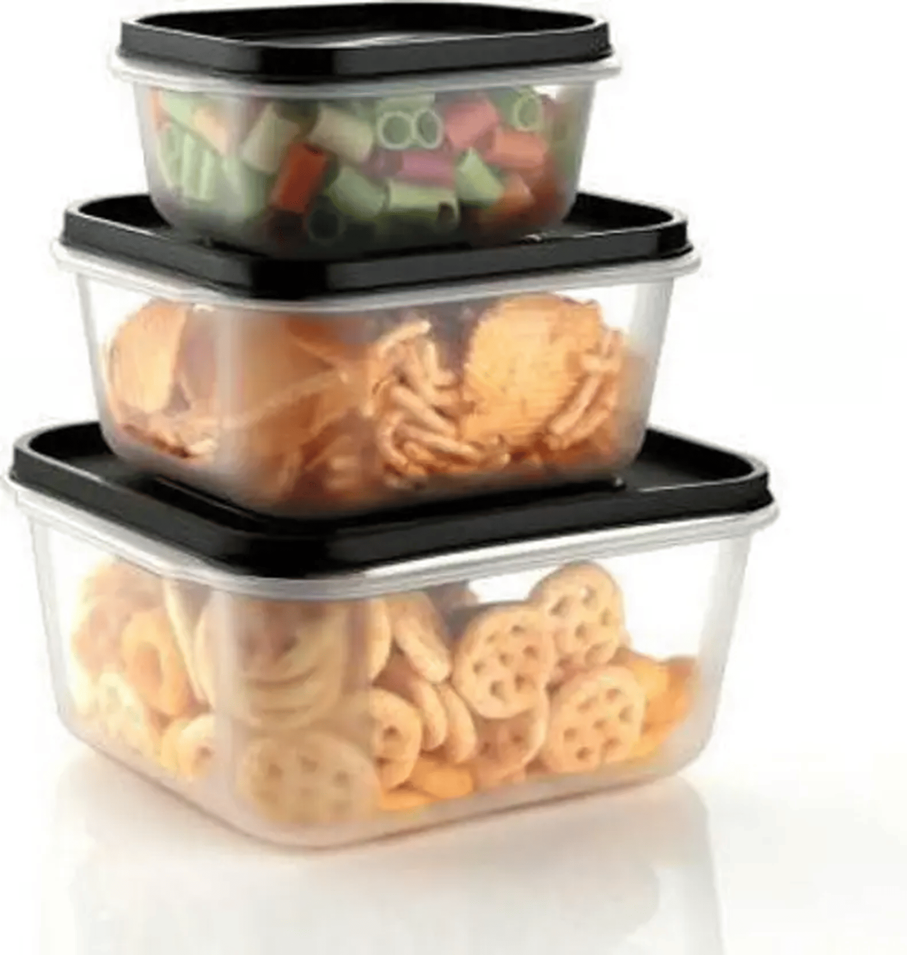     			HELOVIA Plastic Black Food Container ( Set of 3 )