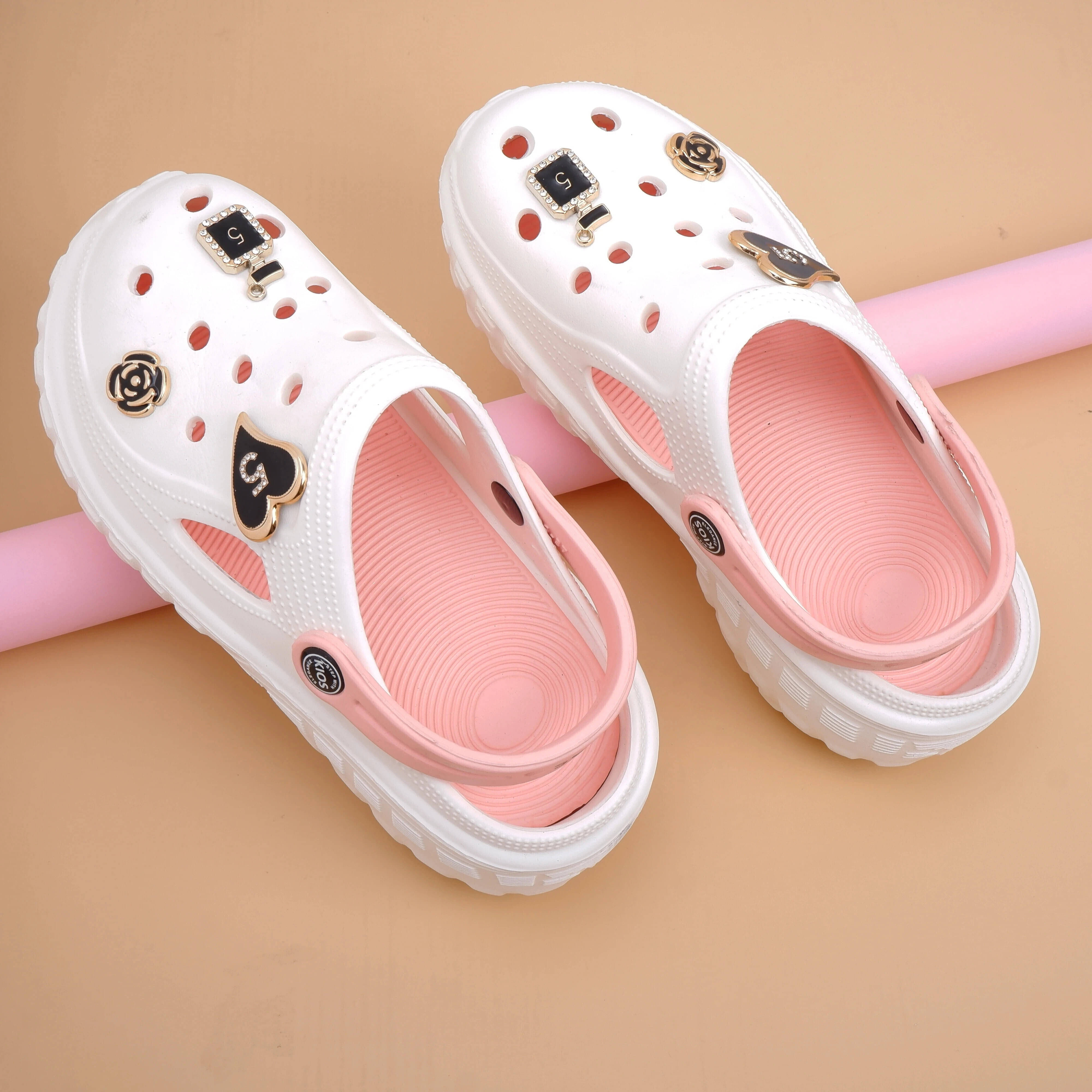     			KIOS White Women's Clogs
