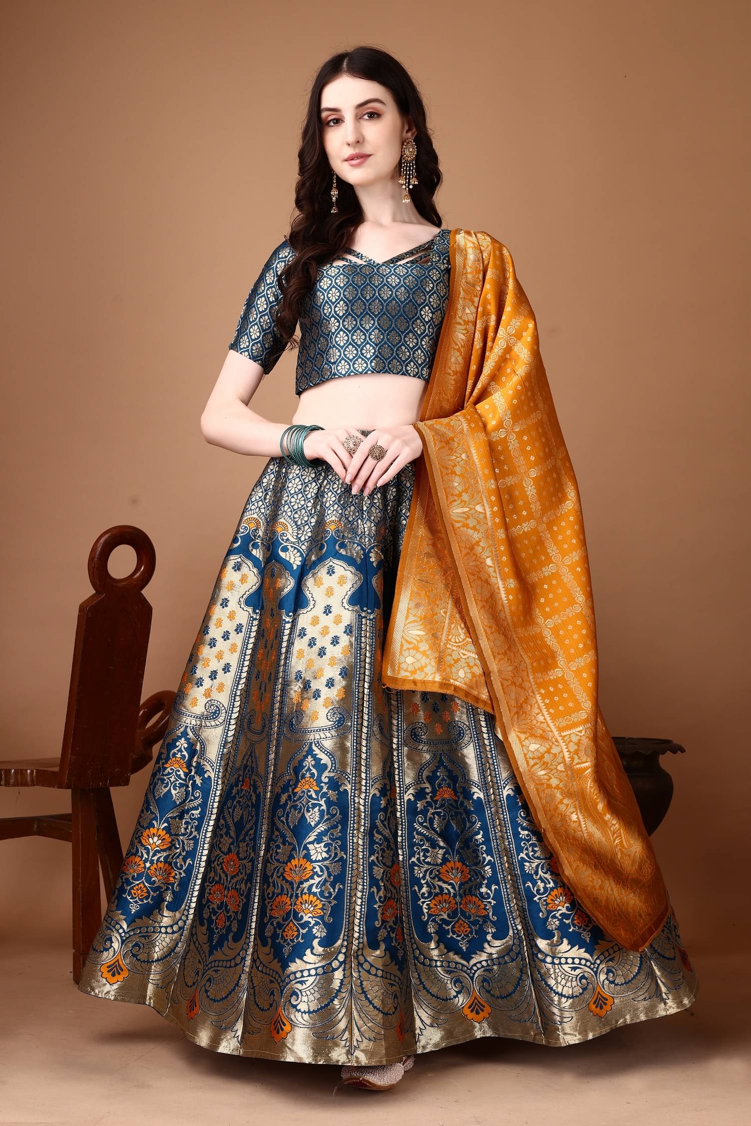 KV Fashion Blue Art Silk Chaniya Choli Stitched Lehenga Single KV Fashion Blue Art Silk Chaniya Choli Stitched Lehenga Single