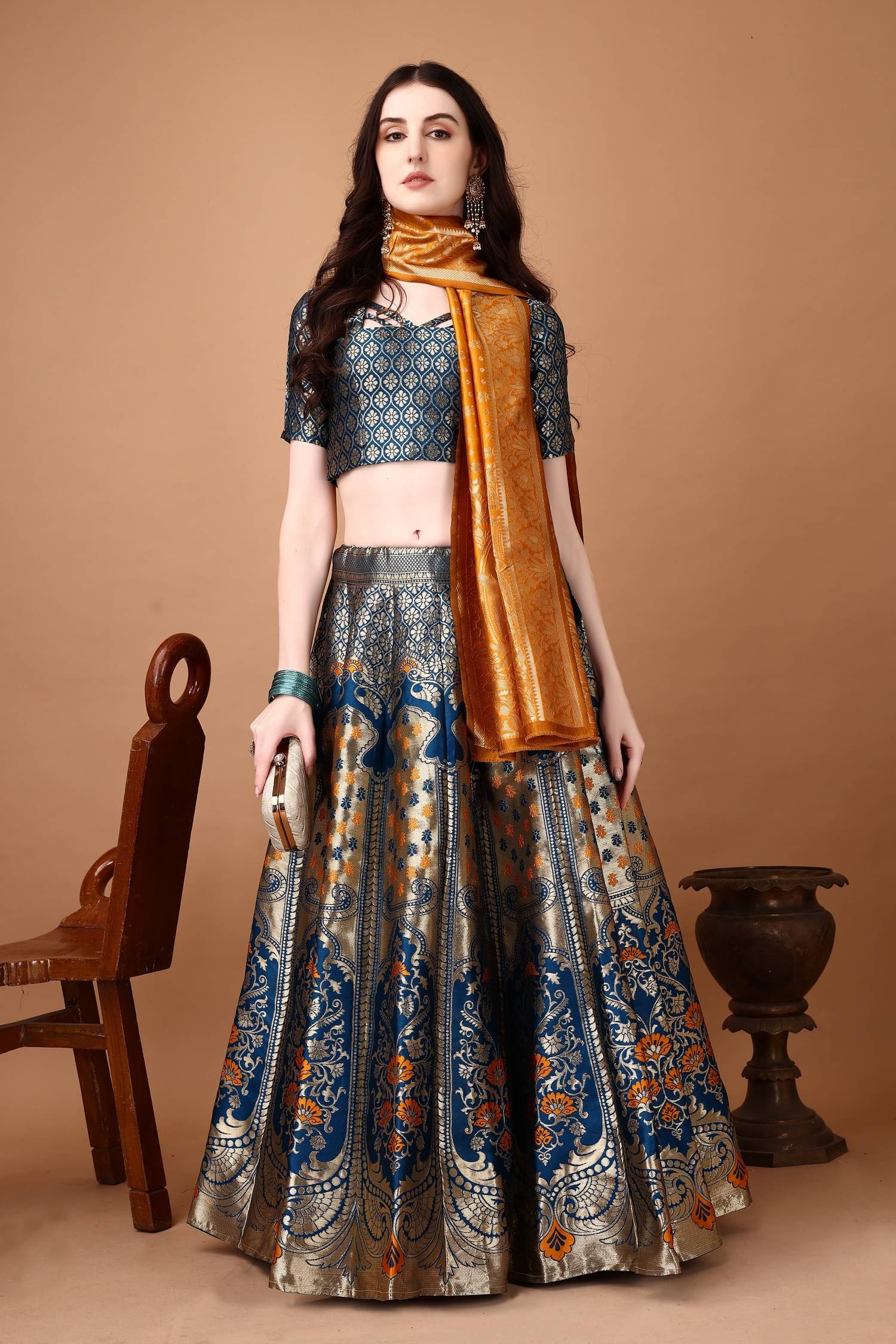 Lady Shopi Blue Art Silk Chaniya Choli Stitched Lehenga Single Lady Shopi Blue Art Silk Chaniya Choli Stitched Lehenga Single