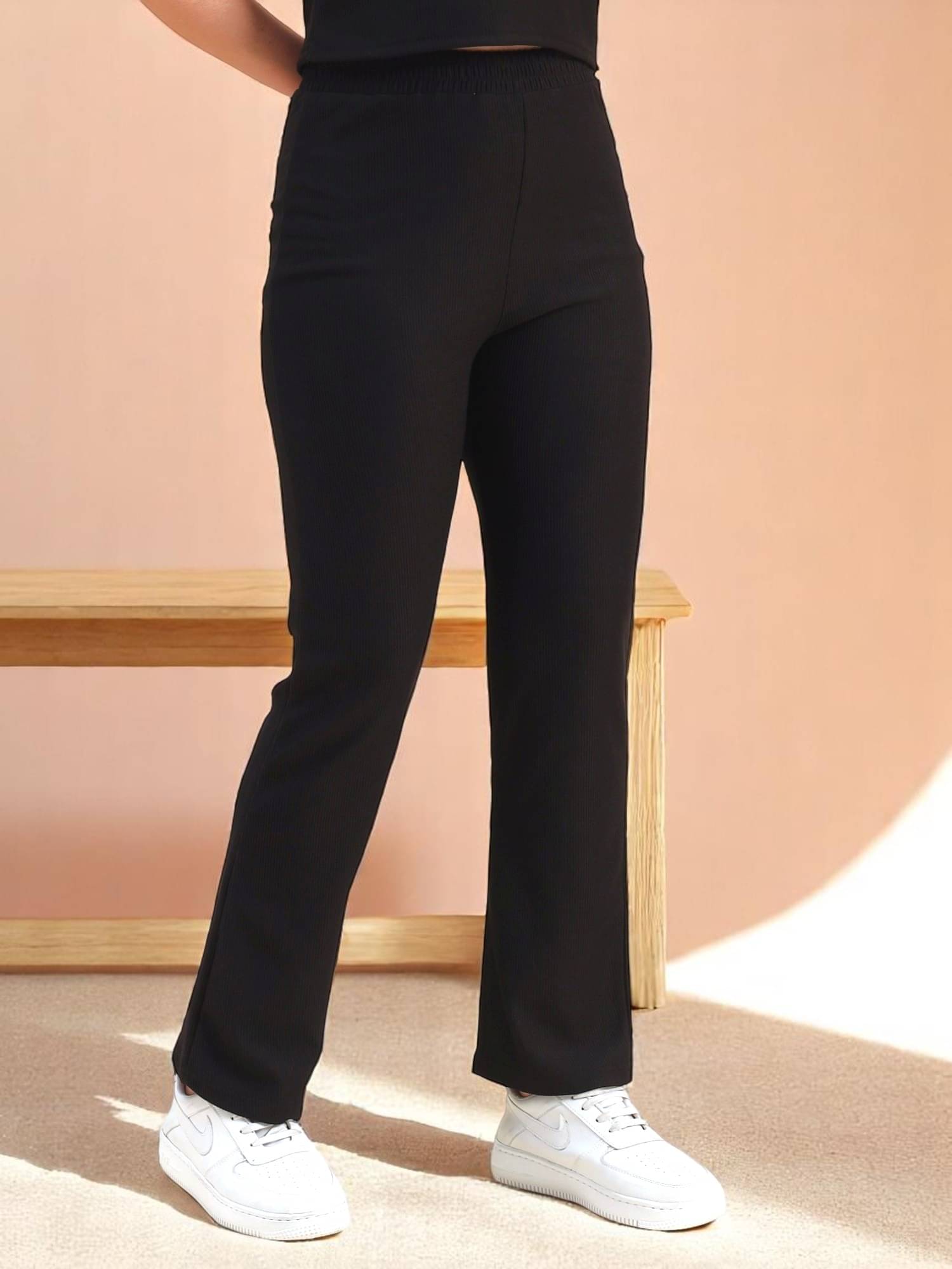    			Leewan Pack of 1 Cotton Straight Women's Casual Pants ( Black )