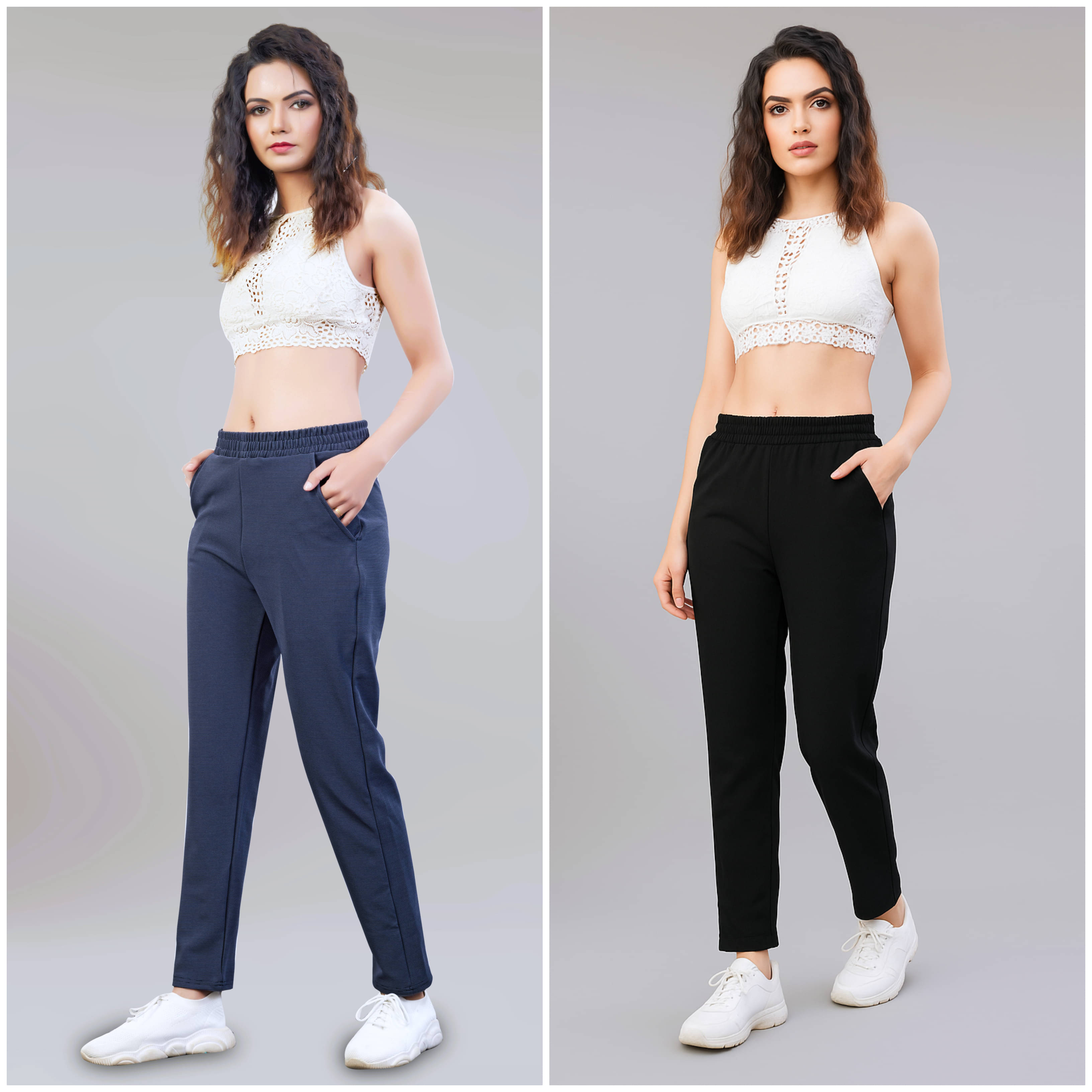     			Leewan Women Cotton Straight Pant ( Navy Blue )