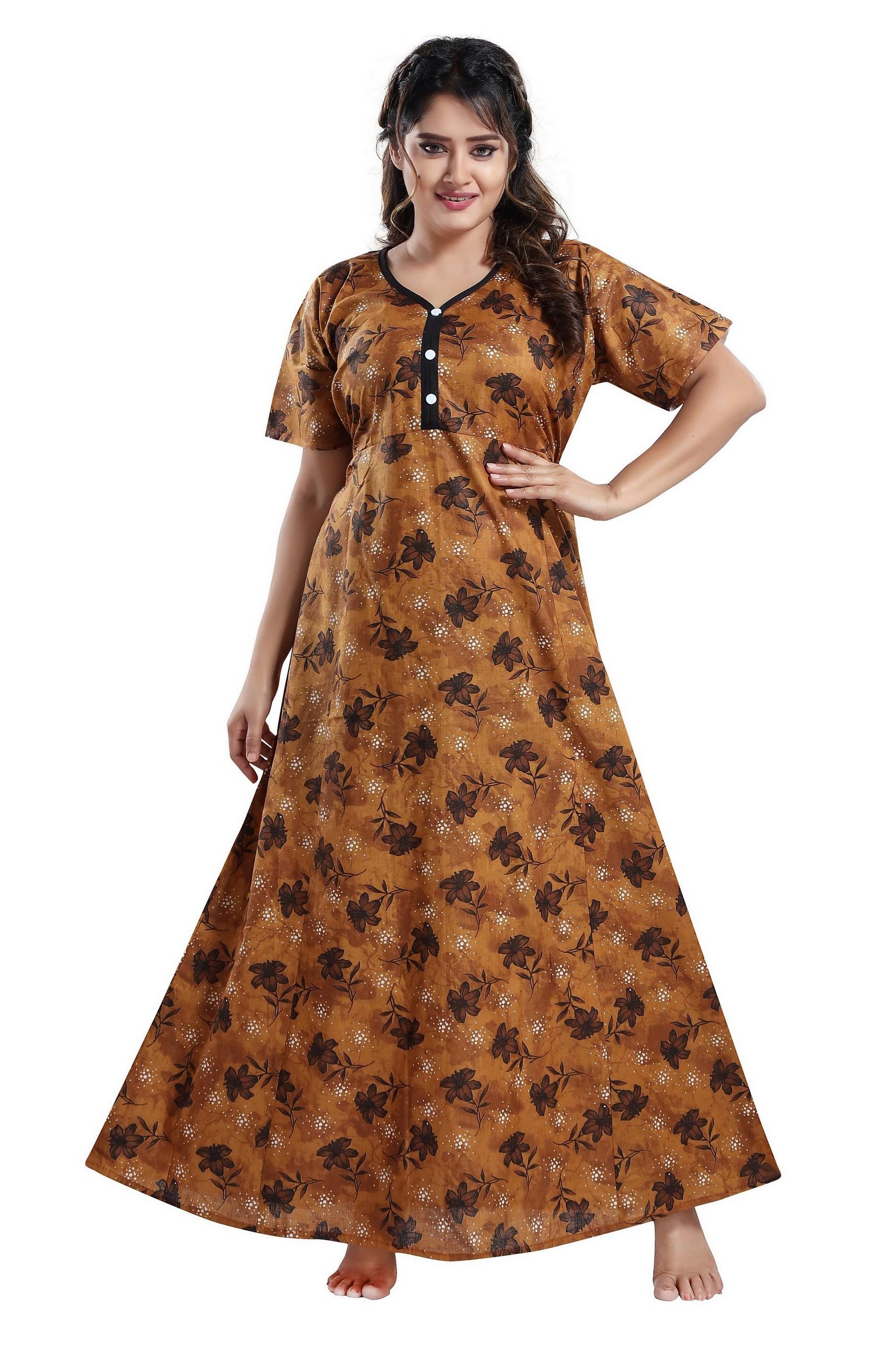     			Mallinath Multicolor Cotton Women's Nightwear Night Dress ( Pack of 1 )