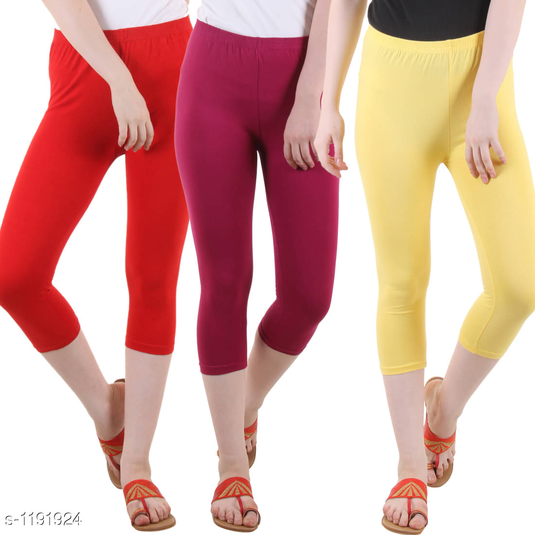     			Myo Cotton Lycra Capris - Multi Color Pack of 3