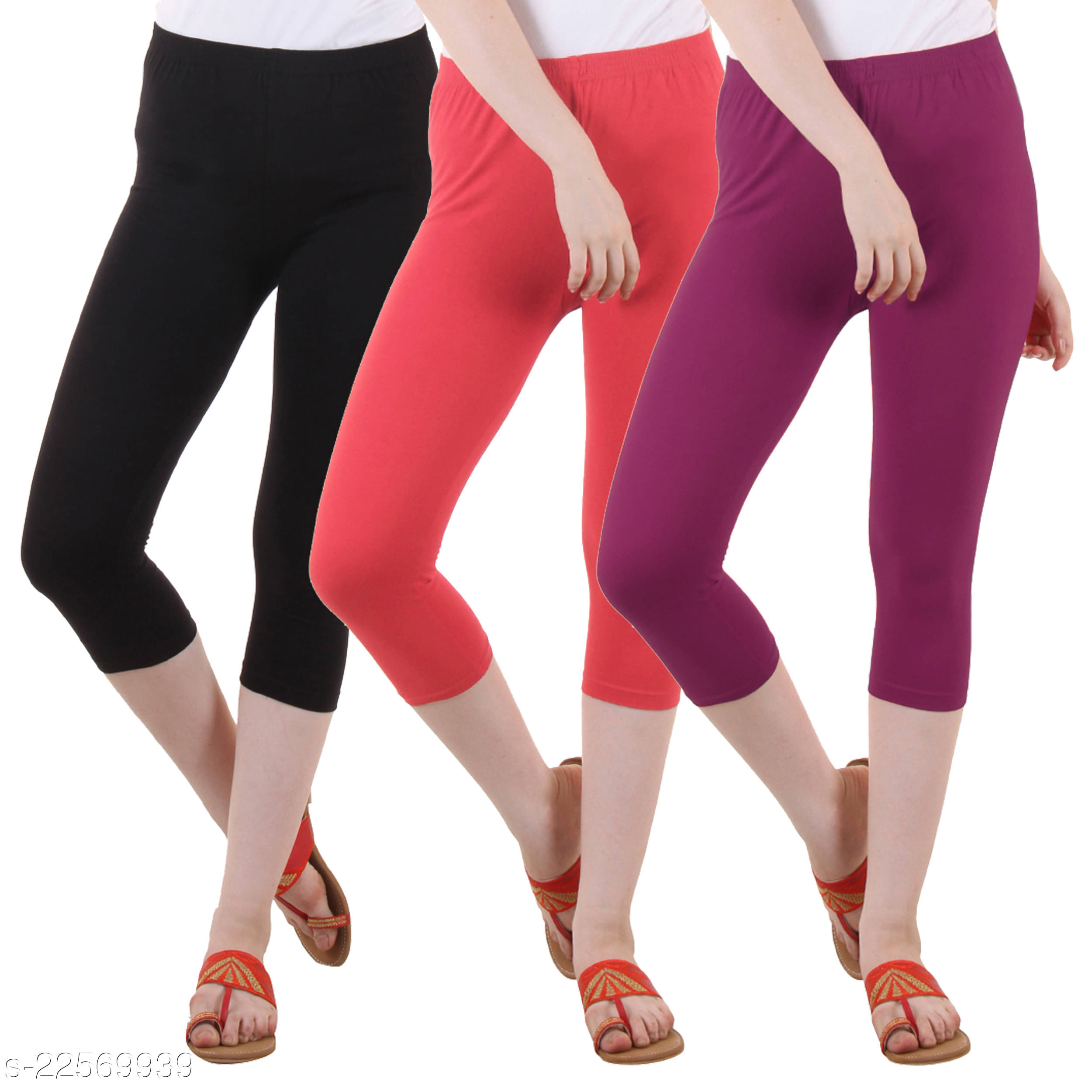     			Myo Cotton Lycra Capris - Multicolor 3 Pack of 3