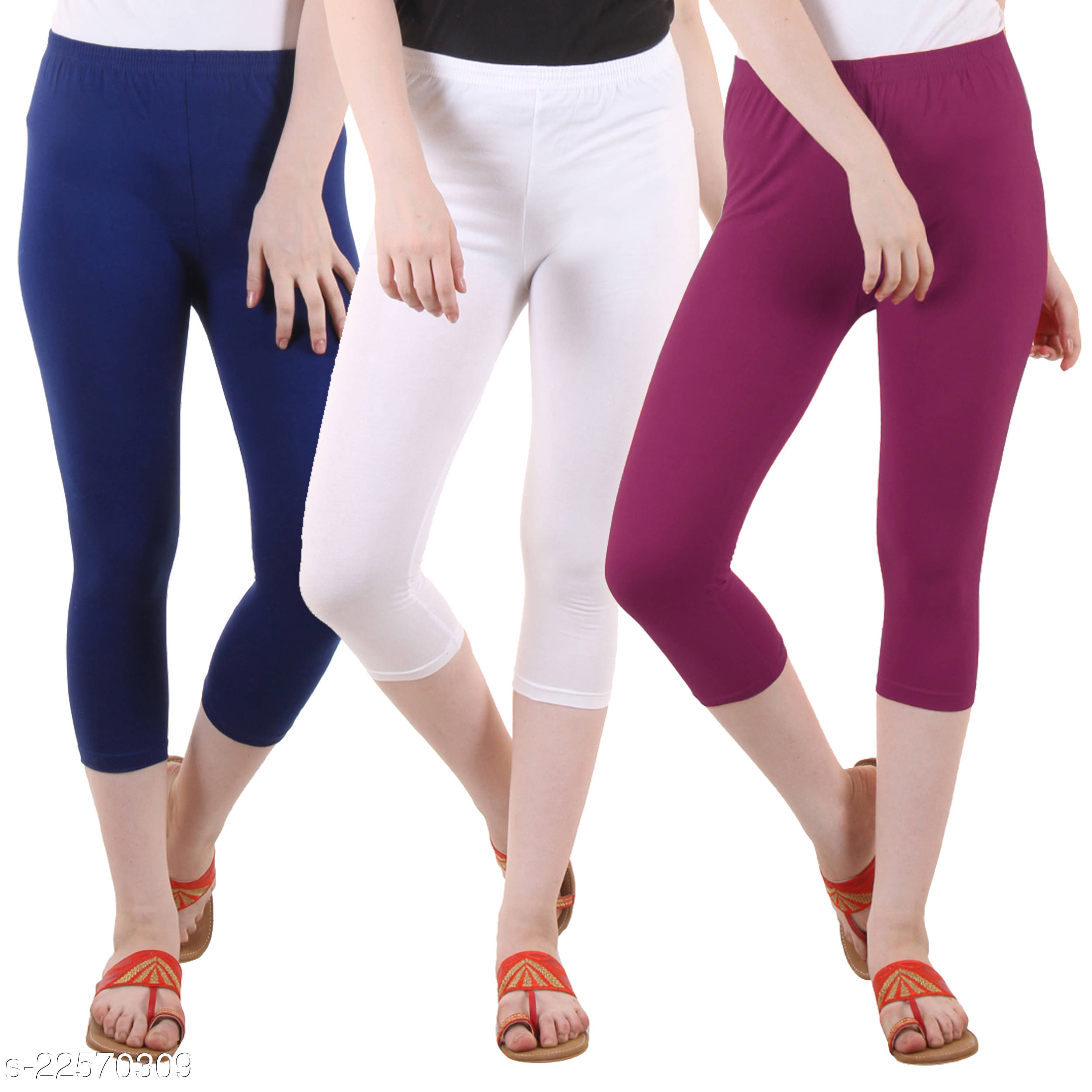     			Myo Cotton Lycra Capris - Multicolor 3 Pack of 3