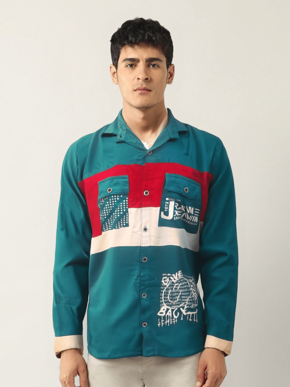 NEW-18 Cotton Blend Regular Fit Printed Full Sleeves Men's Casual Shirt - Aqua Blue ( Pack of 1 ) NEW-18 Cotton Blend Regular Fit Printed Full Sleeves Men's Casual Shirt - Aqua Blue ( Pack of 1 )