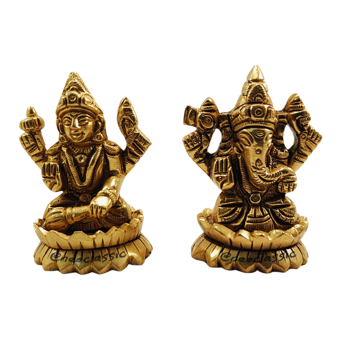 Neo Classic Brass Laxmi Ganesh Idol ( 6 cm ) Neo Classic Brass Laxmi Ganesh Idol ( 6 cm )
