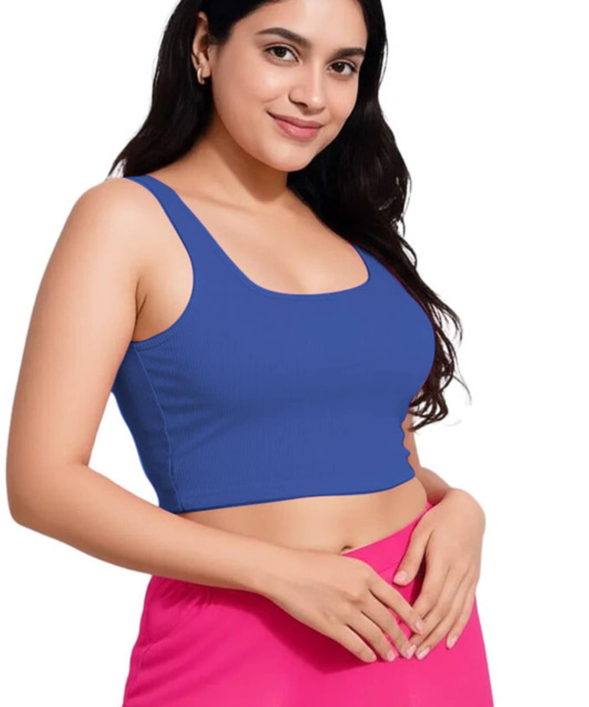 THE BLAZZE Blue Readymade without Pad Cotton Blend Women's Blouse ( Pack of 1 ) THE BLAZZE Blue Readymade without Pad Cotton Blend Women's Blouse ( Pack of 1 )