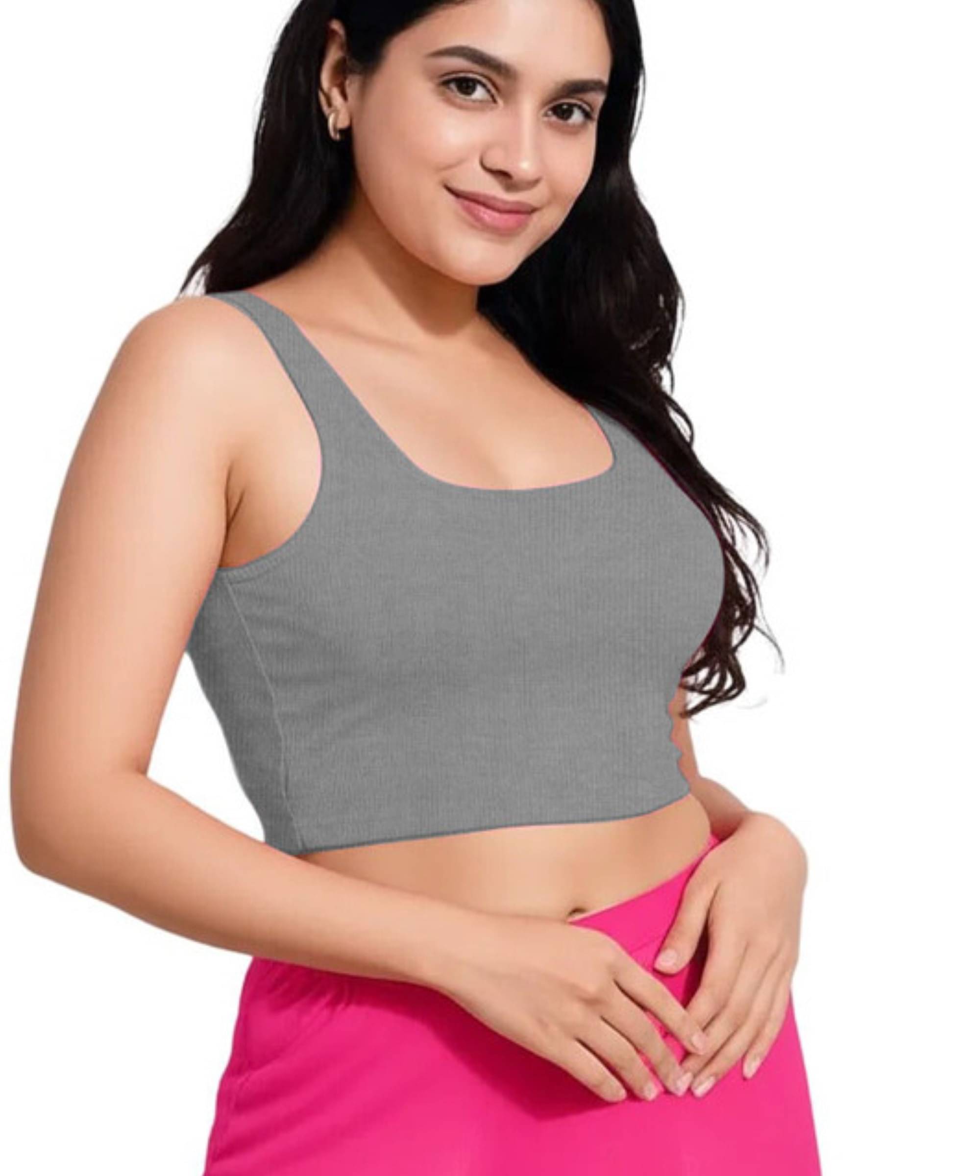 THE BLAZZE Grey Readymade without Pad Cotton Blend Women's Blouse ( Pack of 1 ) THE BLAZZE Grey Readymade without Pad Cotton Blend Women's Blouse ( Pack of 1 )