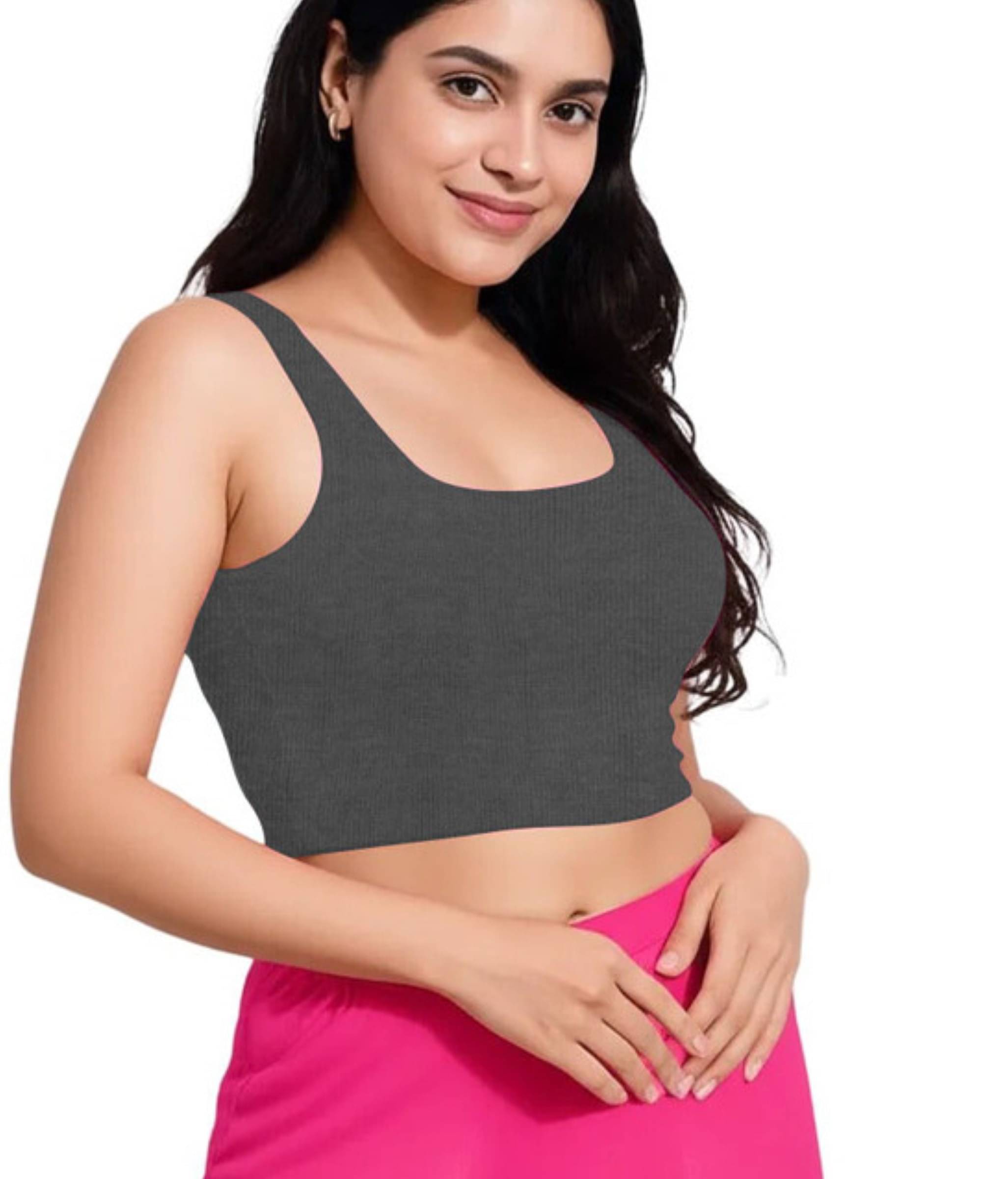 THE BLAZZE Grey Readymade without Pad Cotton Blend Women's Blouse ( Pack of 1 )     			THE BLAZZE Grey Readymade without Pad Cotton Blend Women's Blouse ( Pack of 1 )