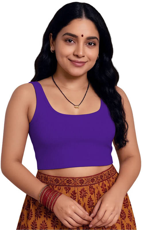 THE BLAZZE Purple Readymade without Pad Cotton Blend Women's Blouse ( Pack of 1 ) THE BLAZZE Purple Readymade without Pad Cotton Blend Women's Blouse ( Pack of 1 )