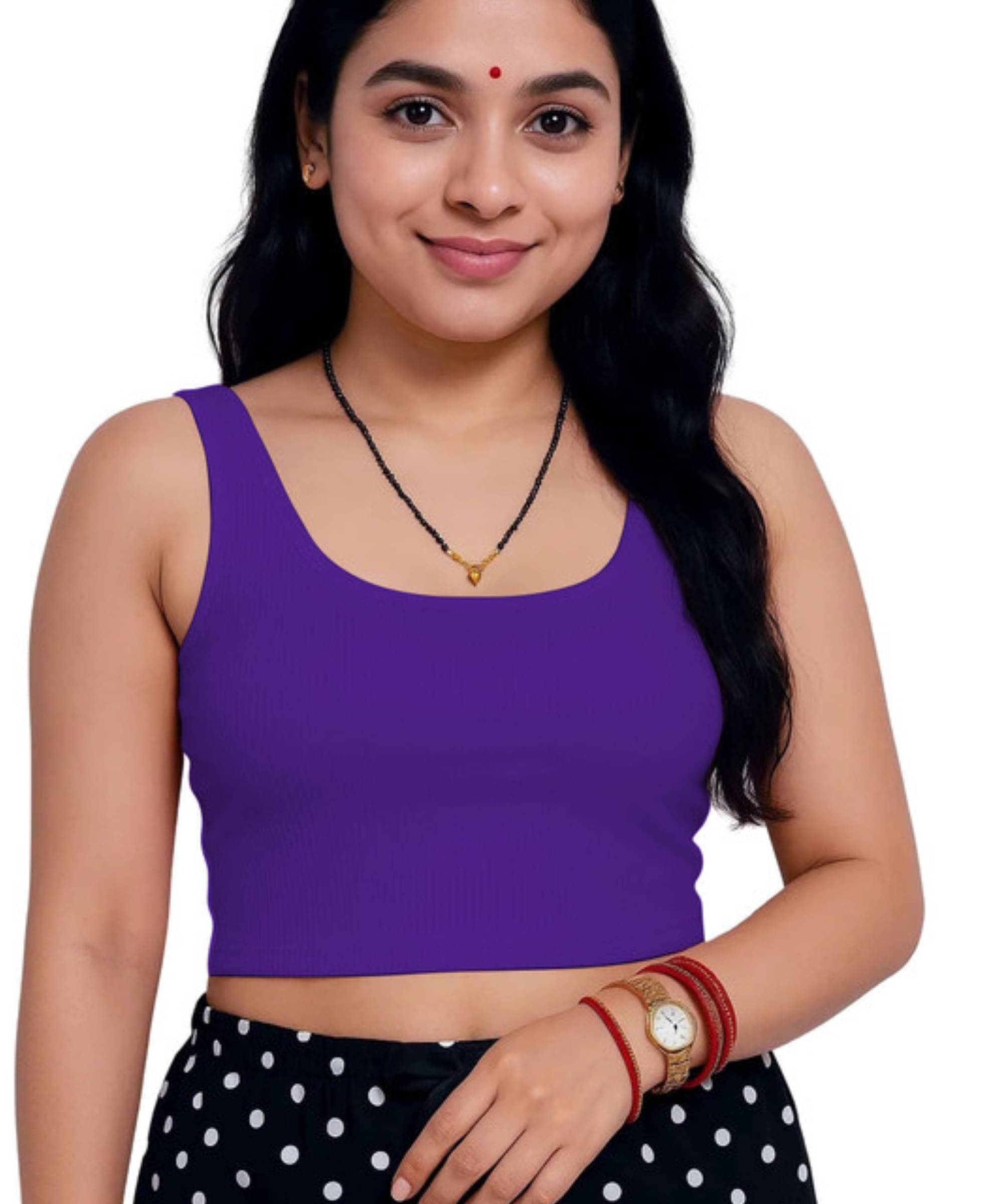 THE BLAZZE Purple Readymade without Pad Cotton Blend Women's Blouse ( Pack of 1 ) THE BLAZZE Purple Readymade without Pad Cotton Blend Women's Blouse ( Pack of 1 )