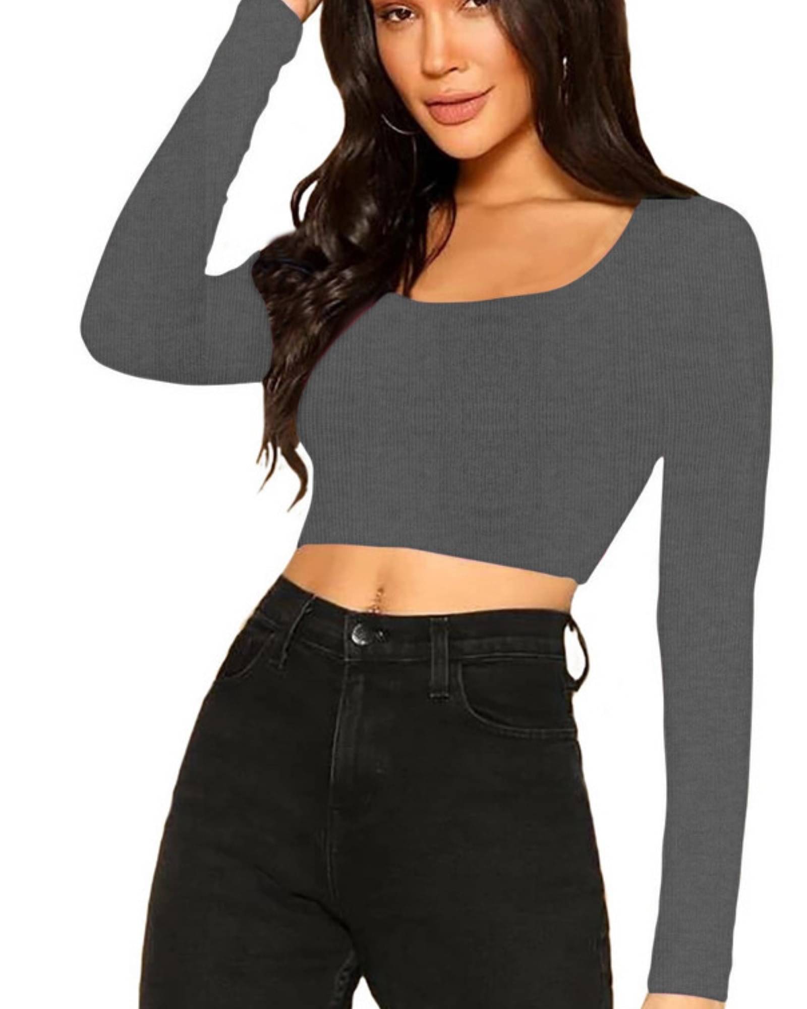 THE BLAZZE Women's Cotton Crop Top ( Grey ) THE BLAZZE Women's Cotton Crop Top ( Grey )