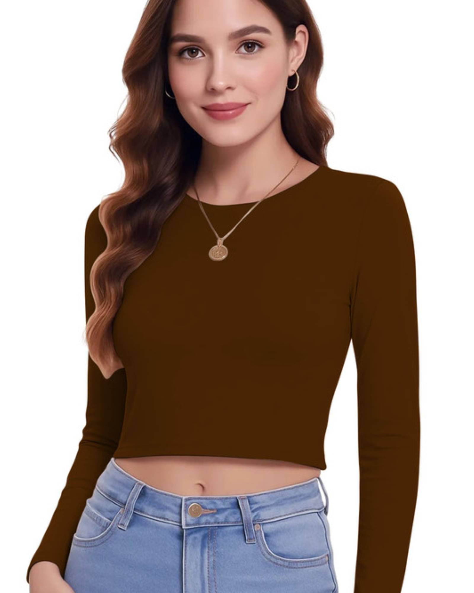 THE BLAZZE Women's Cotton Crop Top ( Brown ) THE BLAZZE Women's Cotton Crop Top ( Brown )