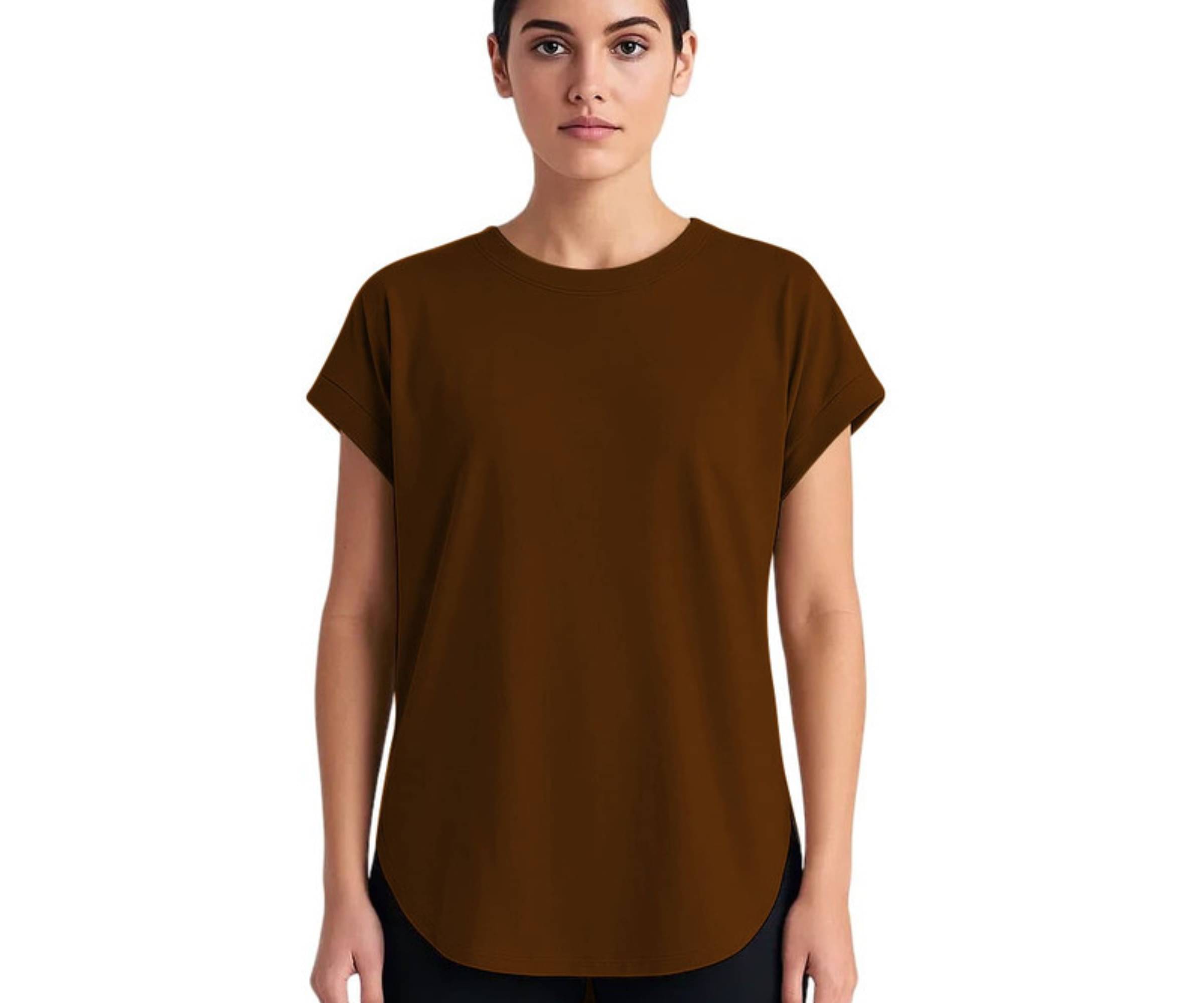 THE BLAZZE Women's Cotton Regular Top ( Brown ) THE BLAZZE Women's Cotton Regular Top ( Brown )