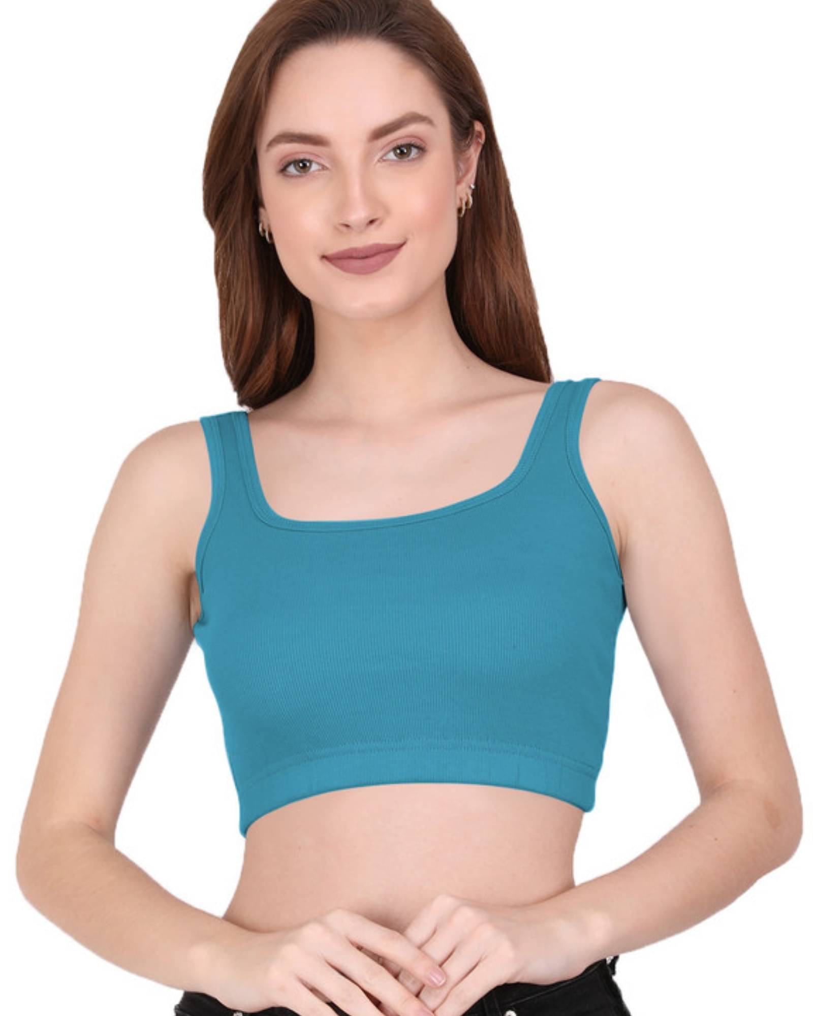 THE BLAZZE Women's Cotton Crop Top ( Blue ) THE BLAZZE Women's Cotton Crop Top ( Blue )