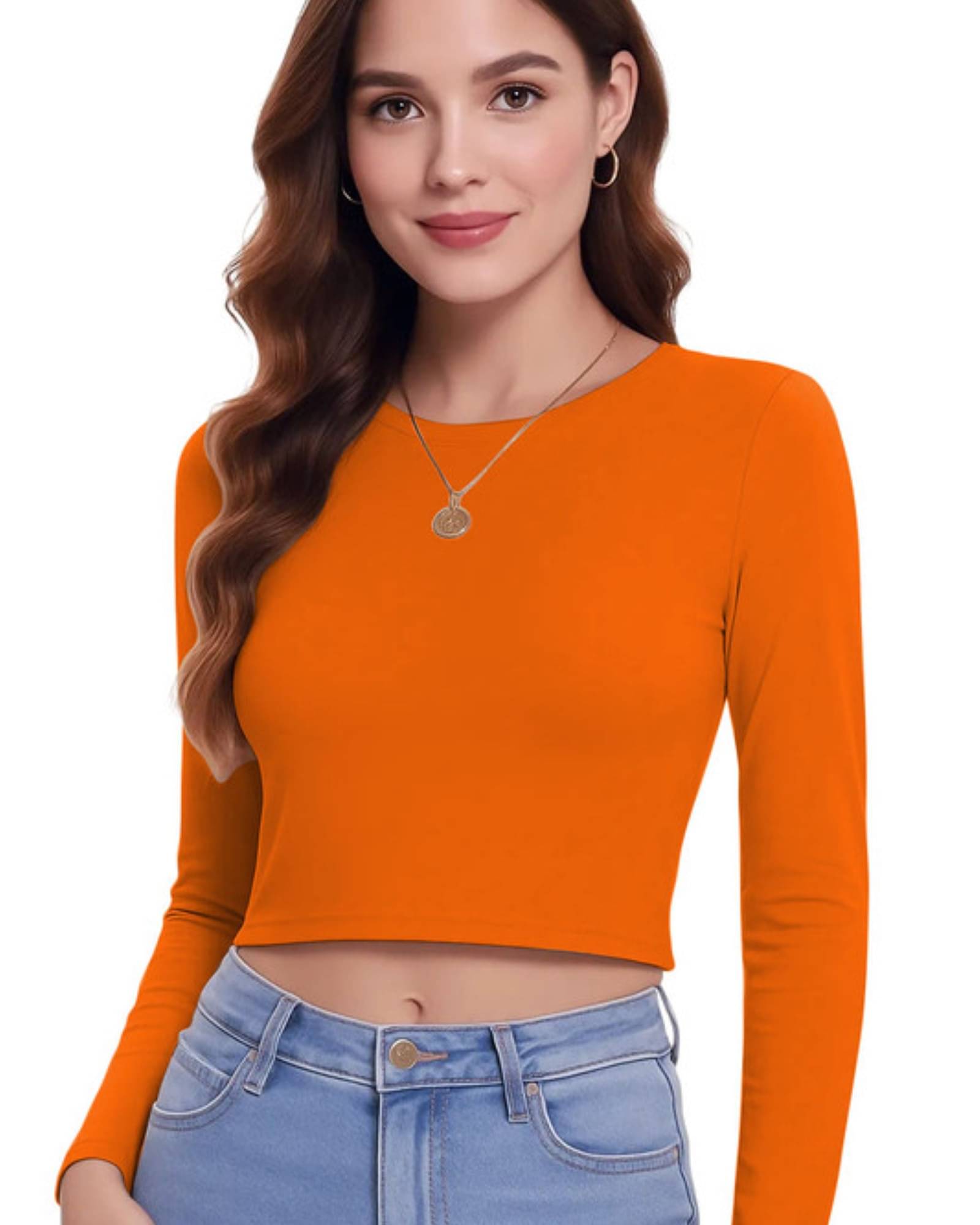THE BLAZZE Women's Cotton Crop Top ( Orange )     			THE BLAZZE Women's Cotton Crop Top ( Orange )