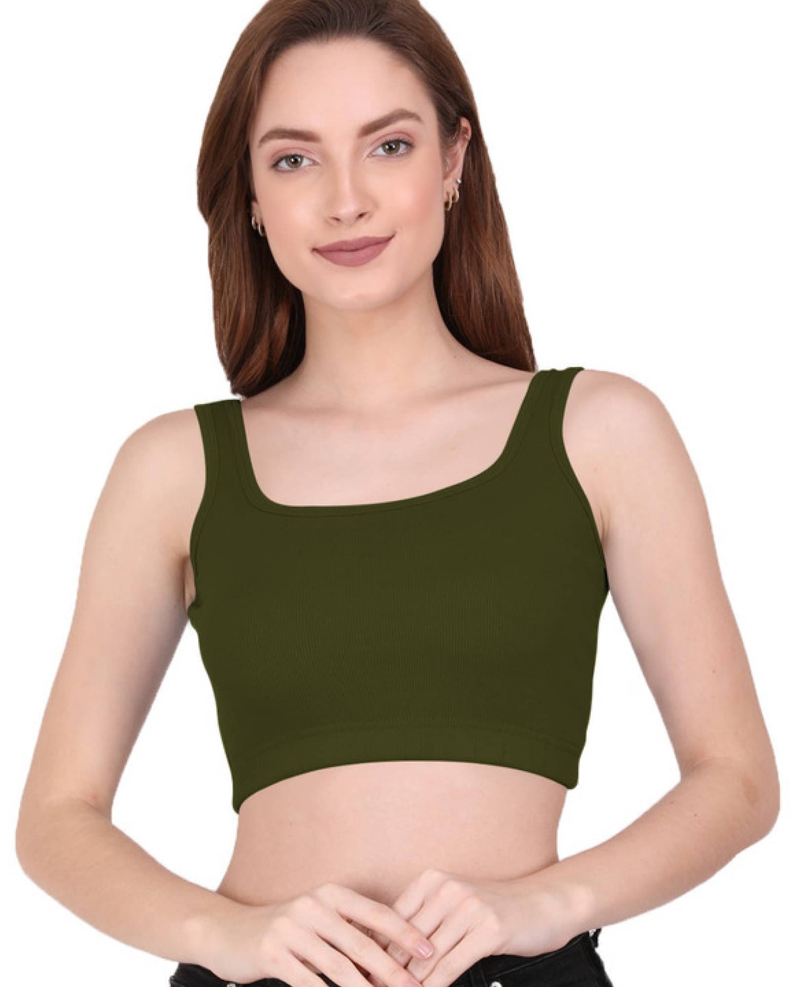 THE BLAZZE Women's Cotton Crop Top ( Green ) THE BLAZZE Women's Cotton Crop Top ( Green )