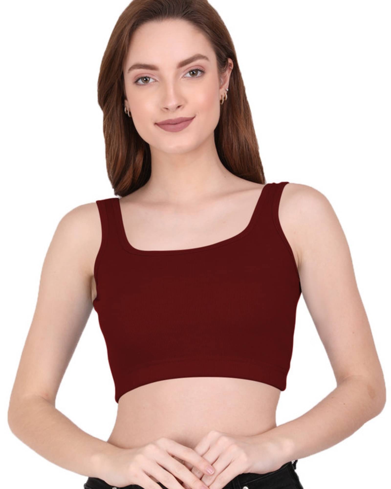     			THE BLAZZE Women's Cotton Crop Top ( Brown )