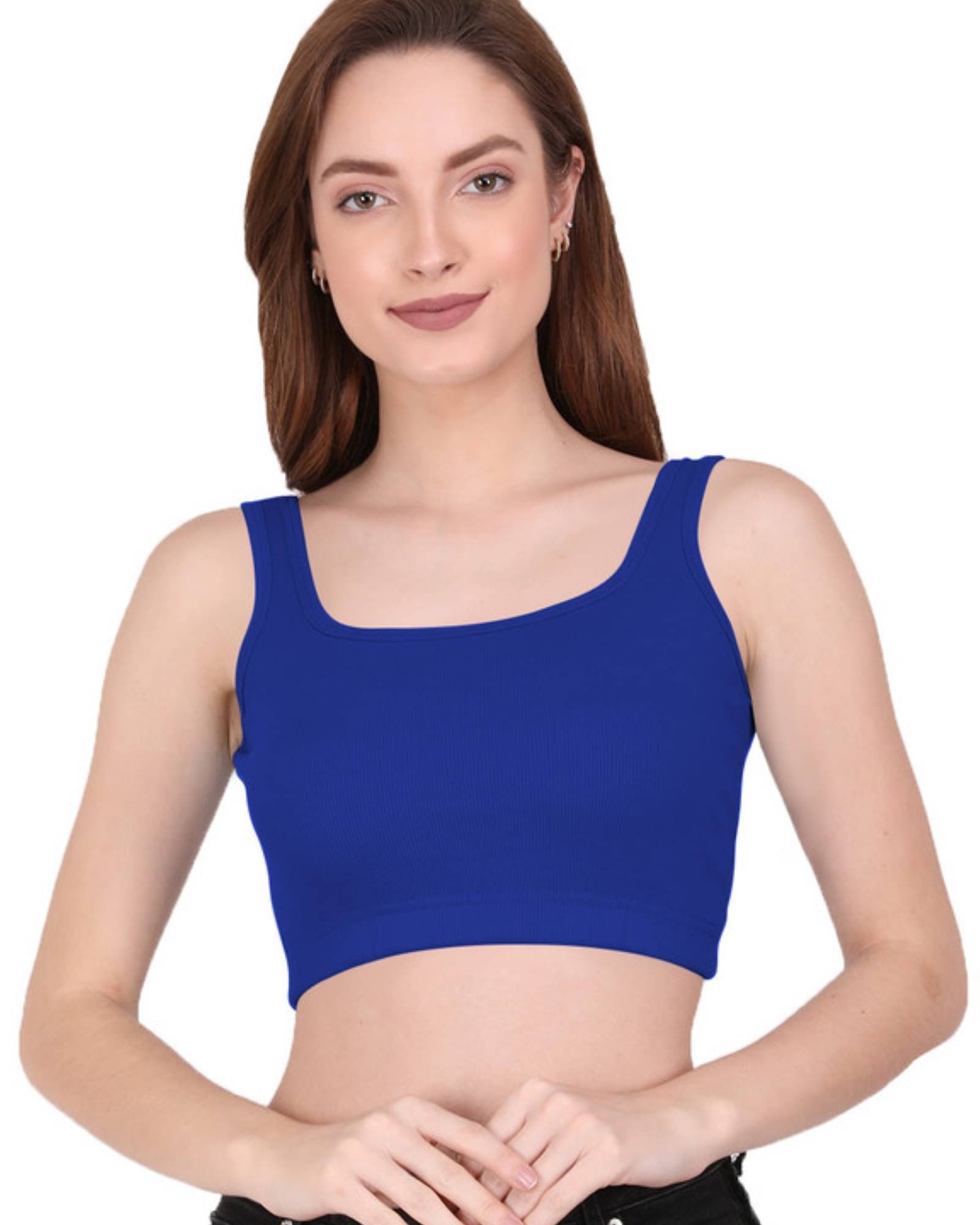 THE BLAZZE Women's Cotton Crop Top ( Blue )     			THE BLAZZE Women's Cotton Crop Top ( Blue )