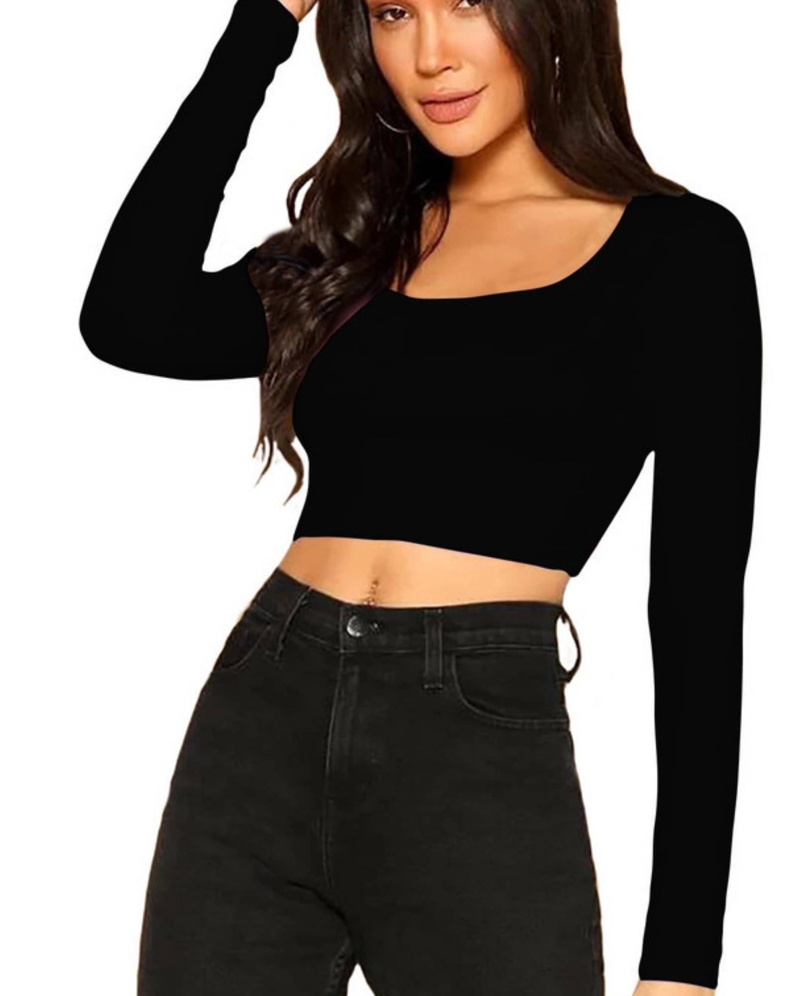     			THE BLAZZE Women's Cotton Crop Top ( Black )