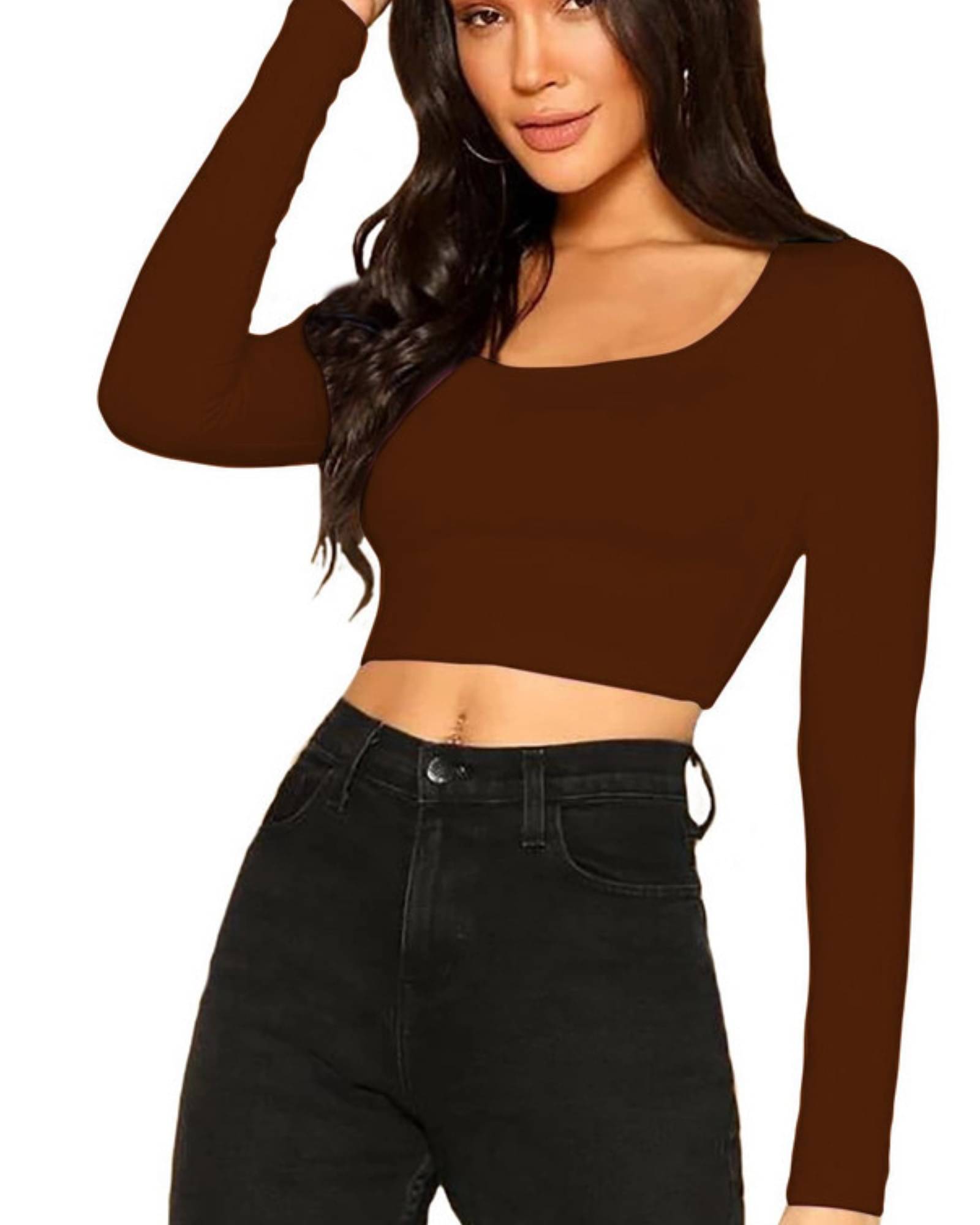     			THE BLAZZE Women's Cotton Crop Top ( Brown )