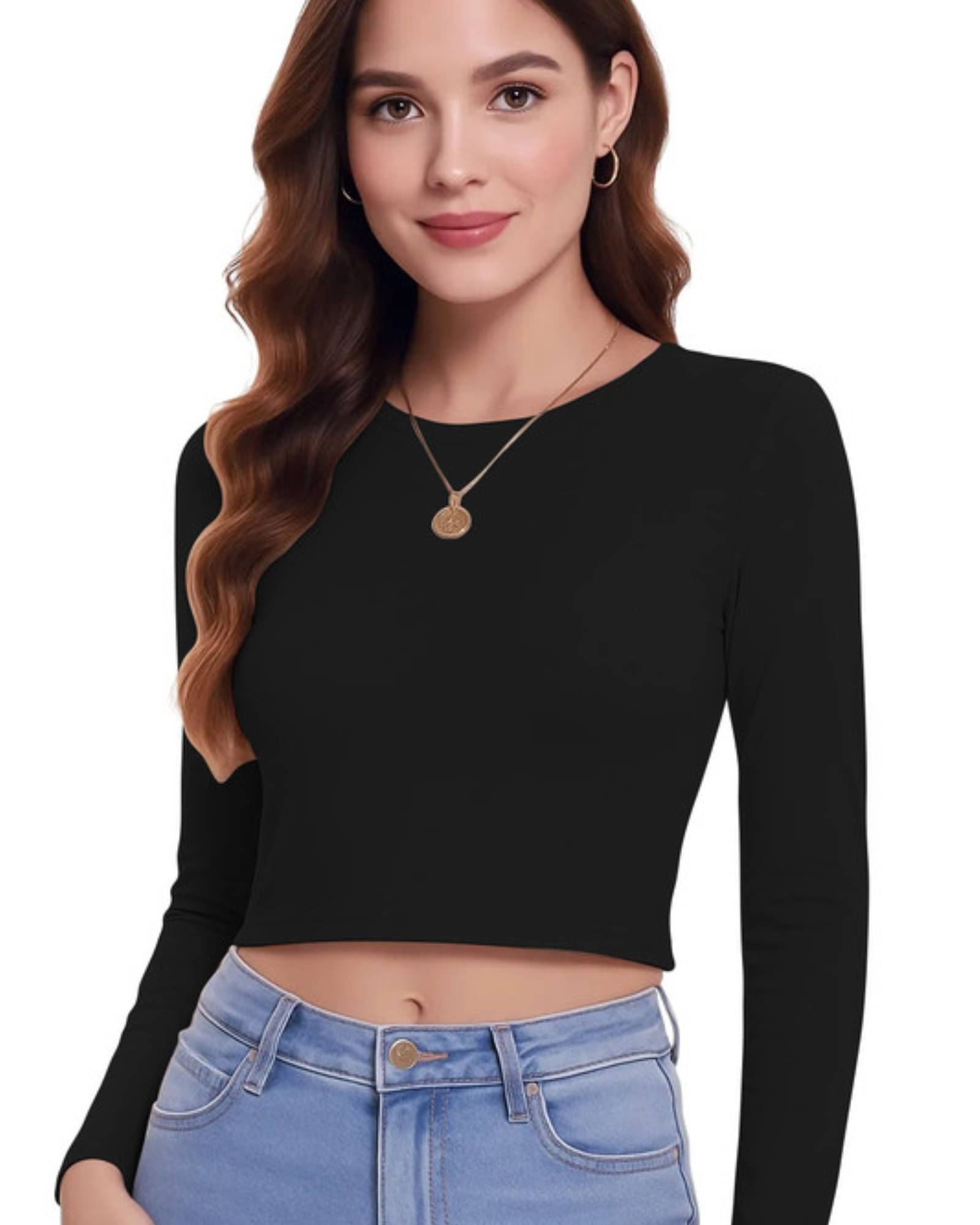     			THE BLAZZE Women's Cotton Crop Top ( Black )