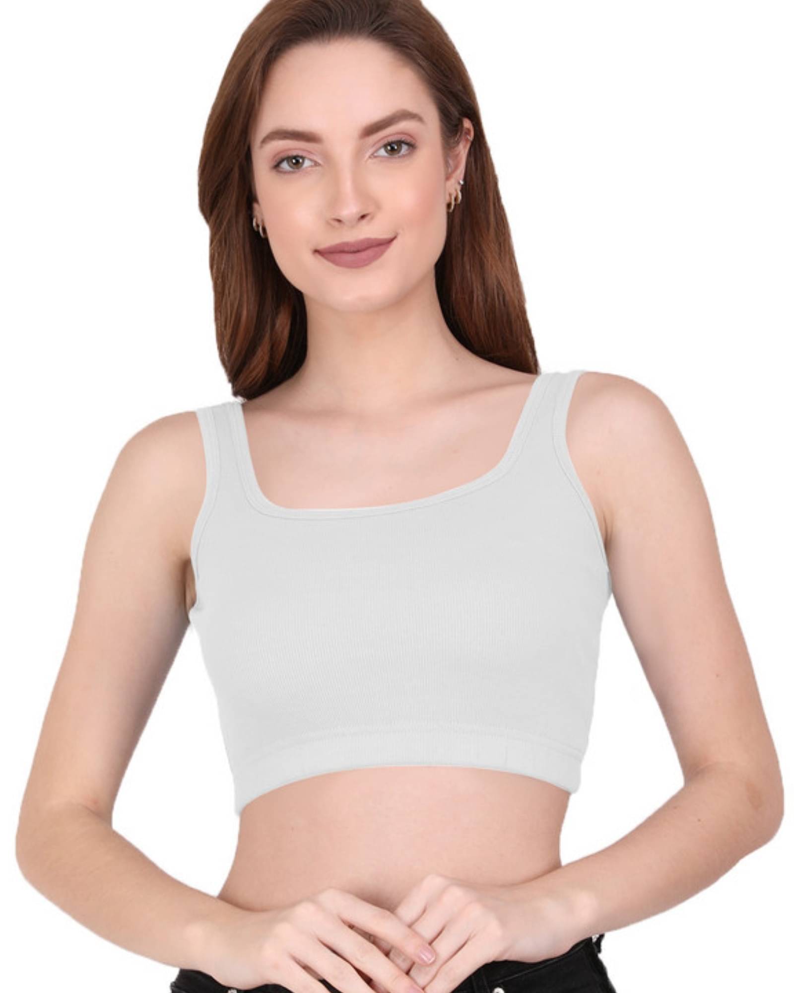 THE BLAZZE Women's Cotton Crop Top ( White ) THE BLAZZE Women's Cotton Crop Top ( White )