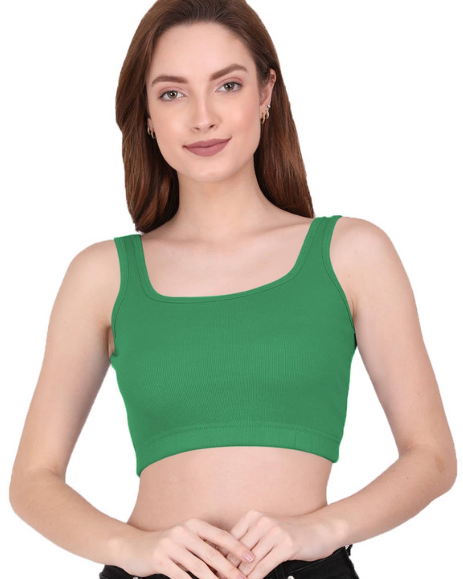     			THE BLAZZE Women's Cotton Crop Top ( Green )