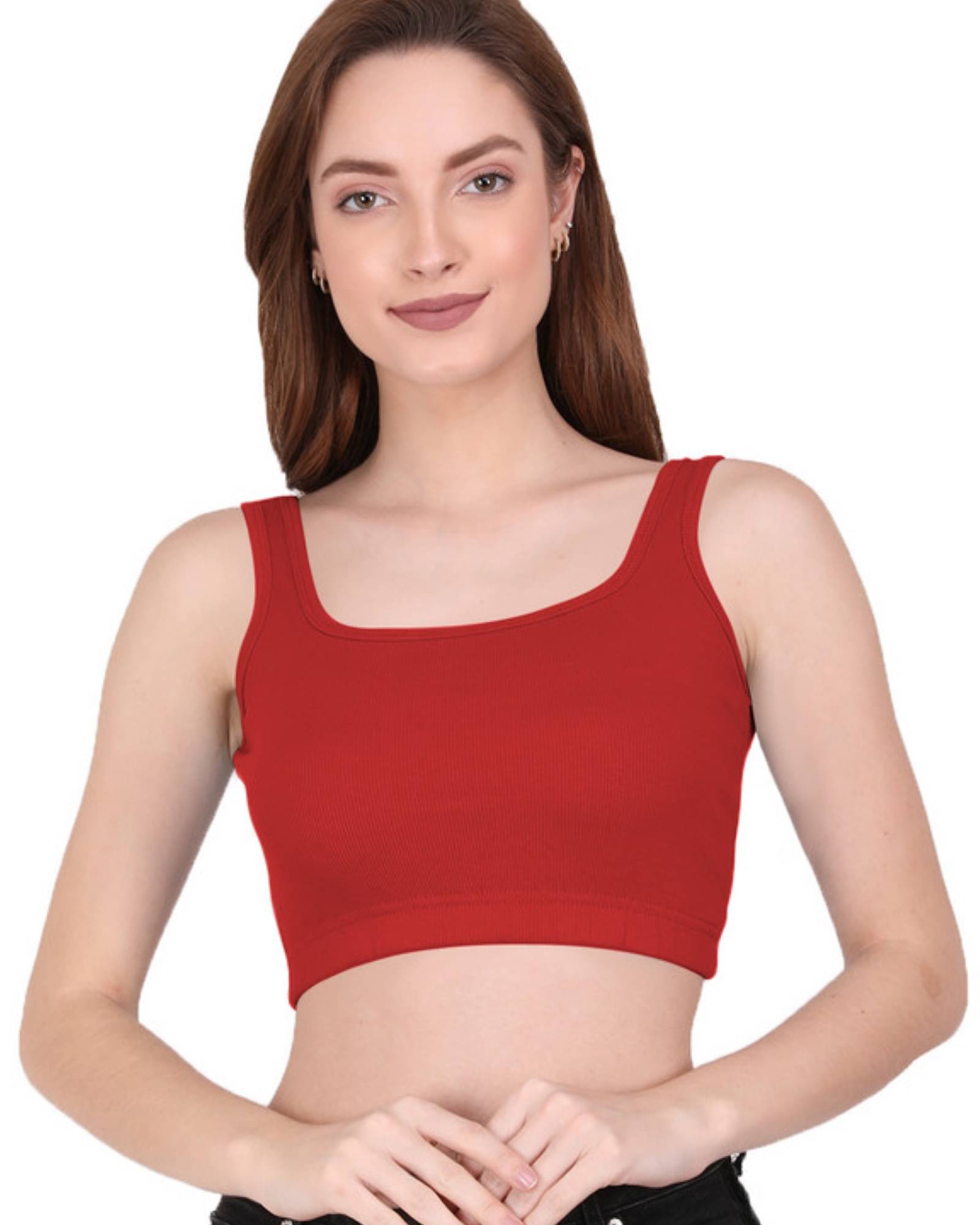 THE BLAZZE Women's Cotton Crop Top ( Red )     			THE BLAZZE Women's Cotton Crop Top ( Red )