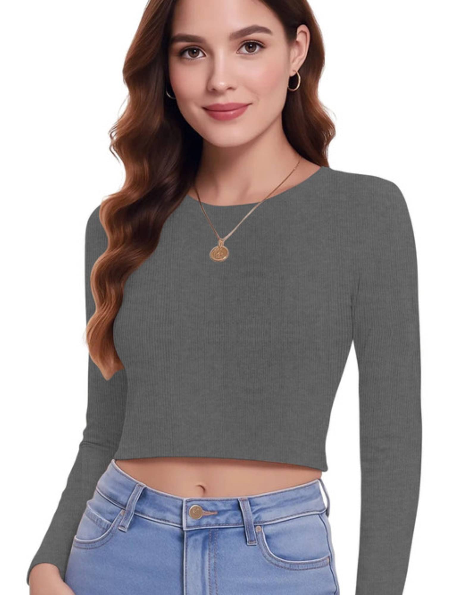 THE BLAZZE Women's Cotton Crop Top ( Grey ) THE BLAZZE Women's Cotton Crop Top ( Grey )