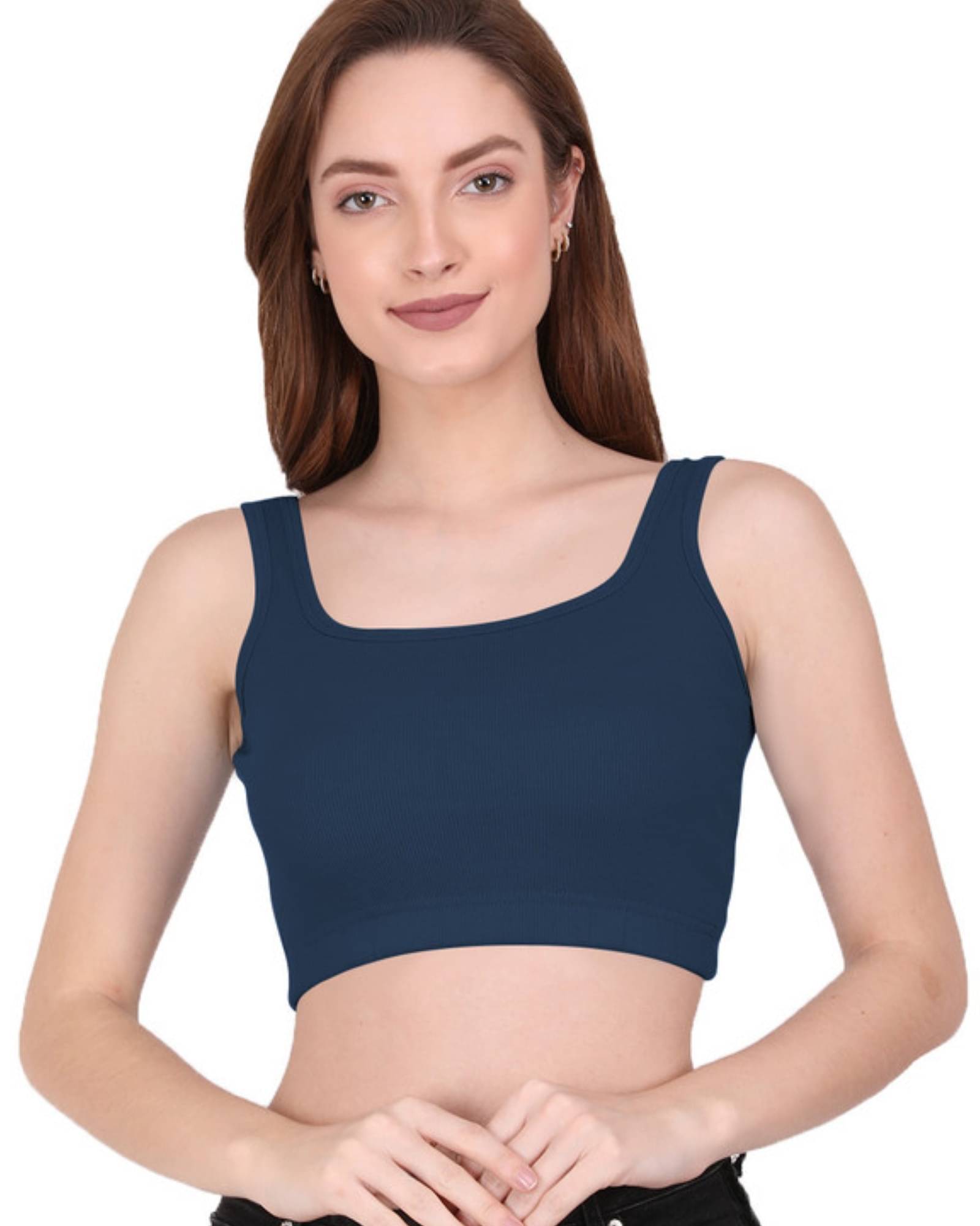 THE BLAZZE Women's Cotton Crop Top ( Blue ) THE BLAZZE Women's Cotton Crop Top ( Blue )