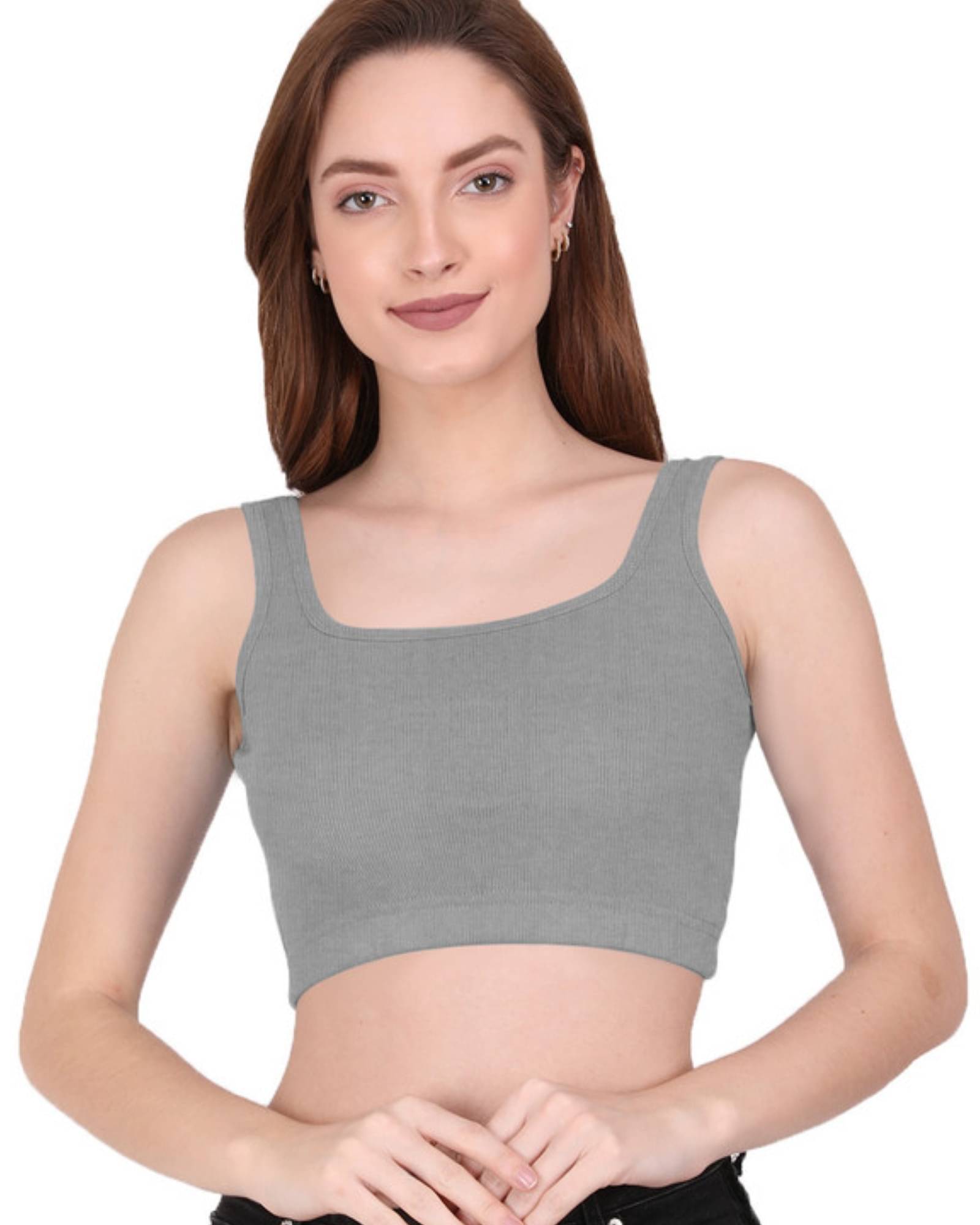     			THE BLAZZE Women's Cotton Crop Top ( Grey )