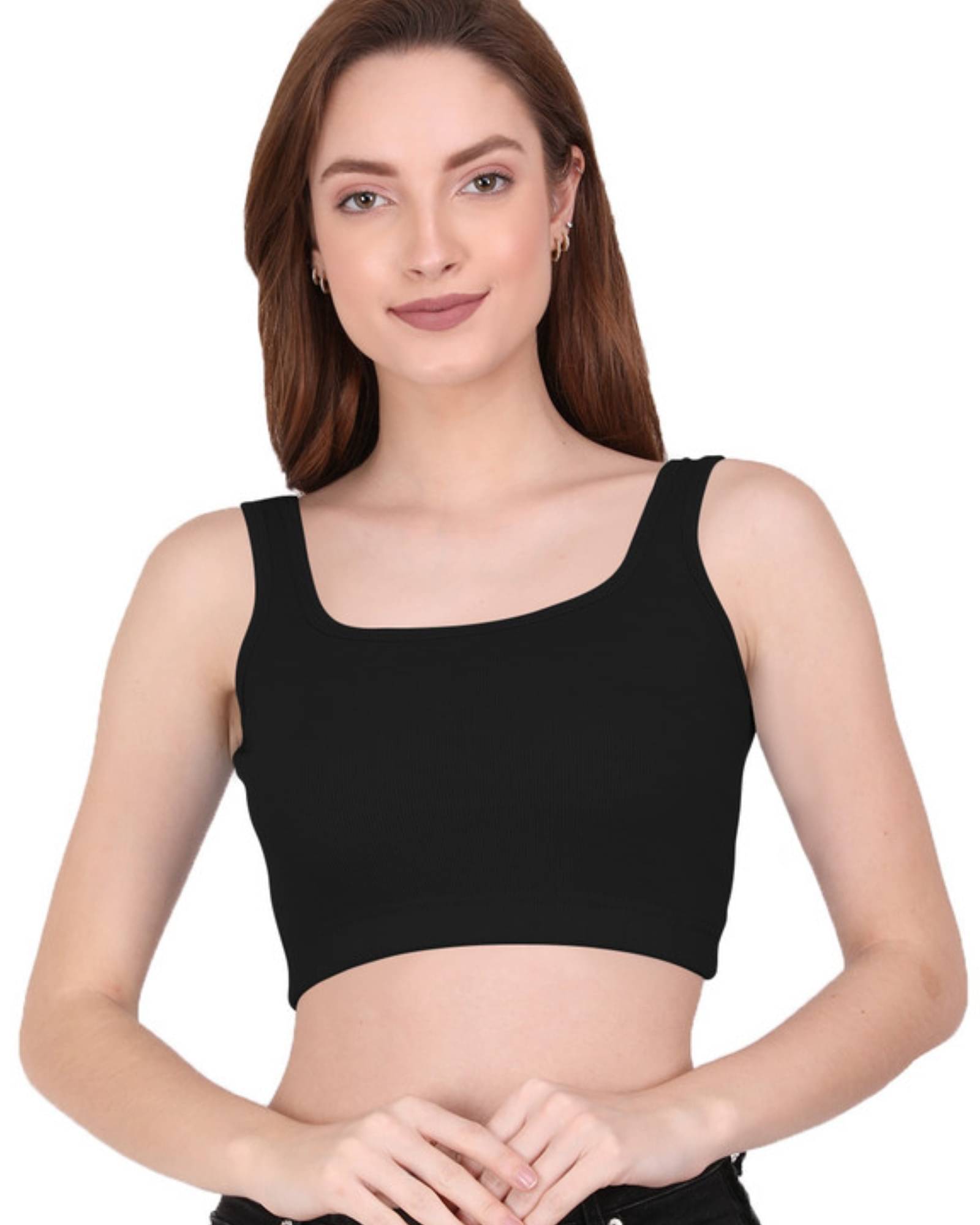     			THE BLAZZE Women's Cotton Crop Top ( Black )
