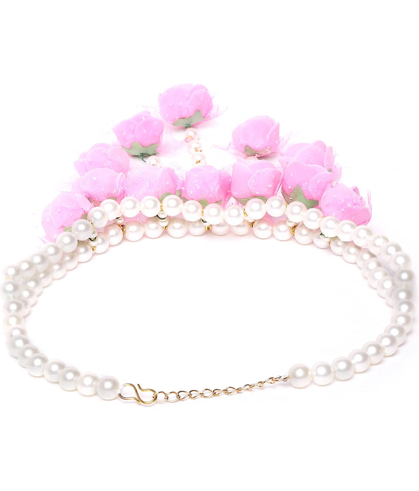 YOUBELLA Pink Alloy Necklace Set ( Pack of 1 )