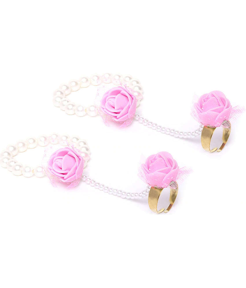 YOUBELLA Pink Alloy Necklace Set ( Pack of 1 )