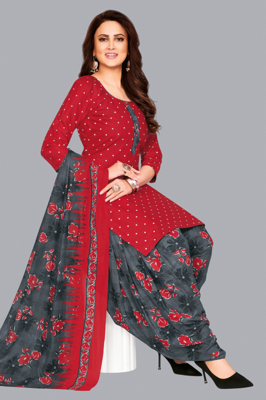 shree jeenmata collection Women Cotton Unstitched Dress Material ( Red ) shree jeenmata collection Women Cotton Unstitched Dress Material ( Red )