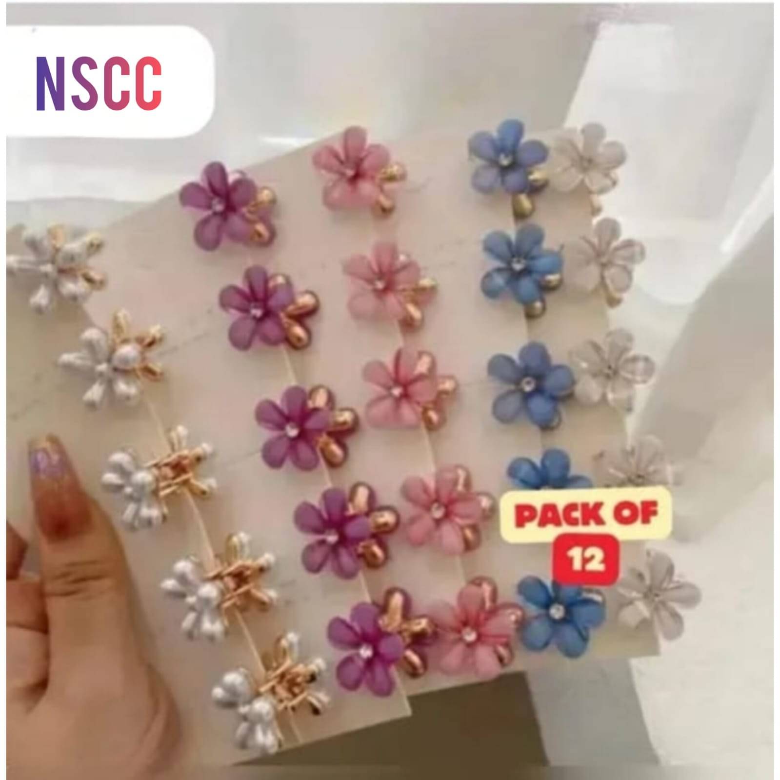    			12 Pcs Korean Style Clutchers Double Side Crystal Flower Hair Claw Rhinestones Alloy Hair Clamp For Girls Sweet Summer Side Clip Hair Styling Accessories