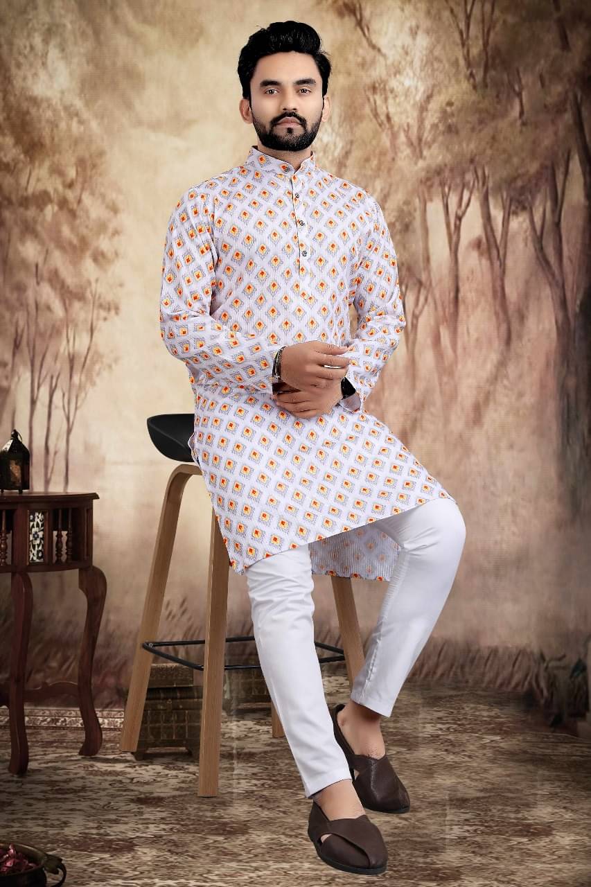     			AMAR VSTRA White Cotton Blend Regular Fit Men's Kurta Pyjama Set ( Pack of 1 )