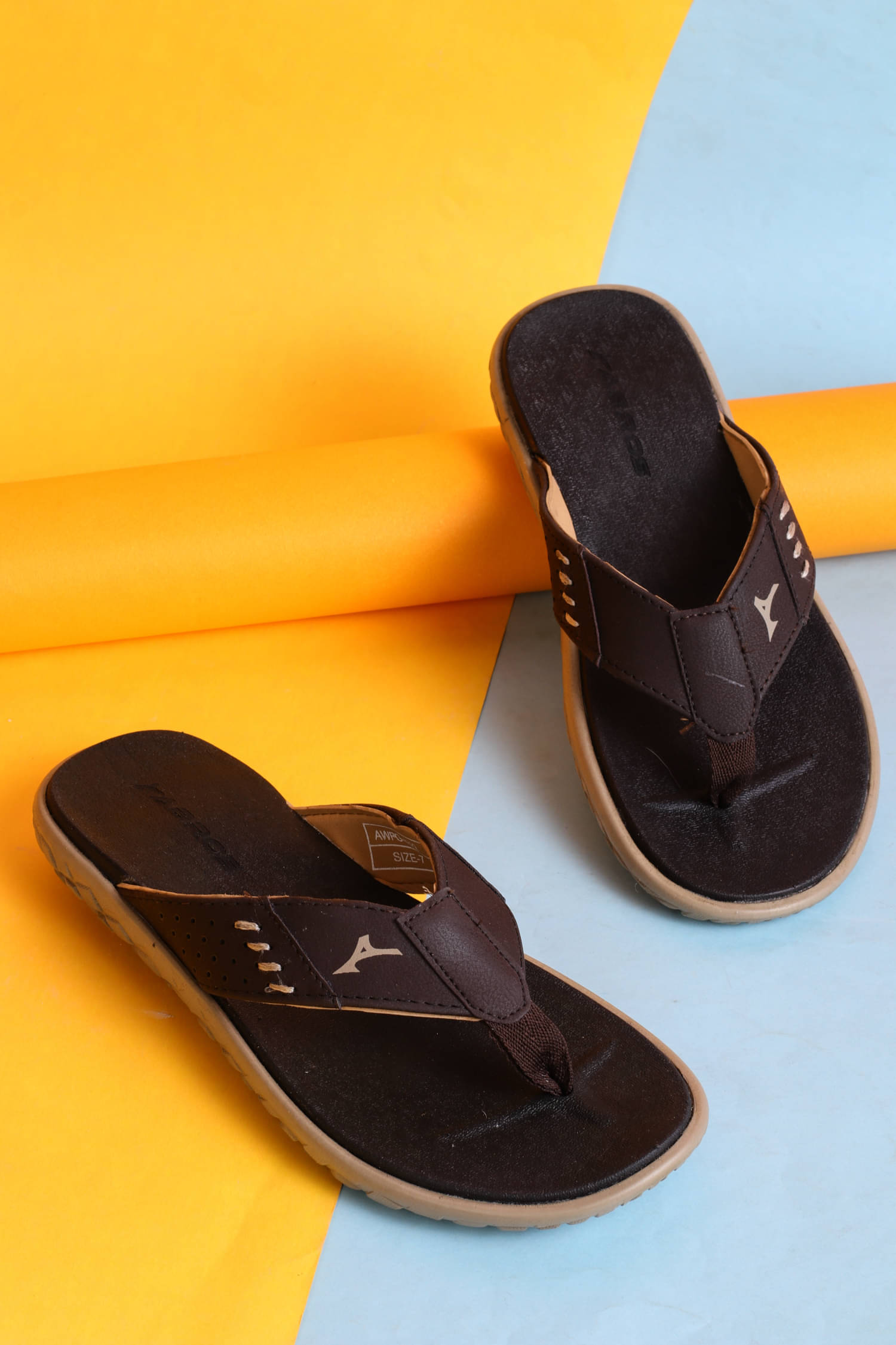     			Abros Beige Men's Thong Flip Flop