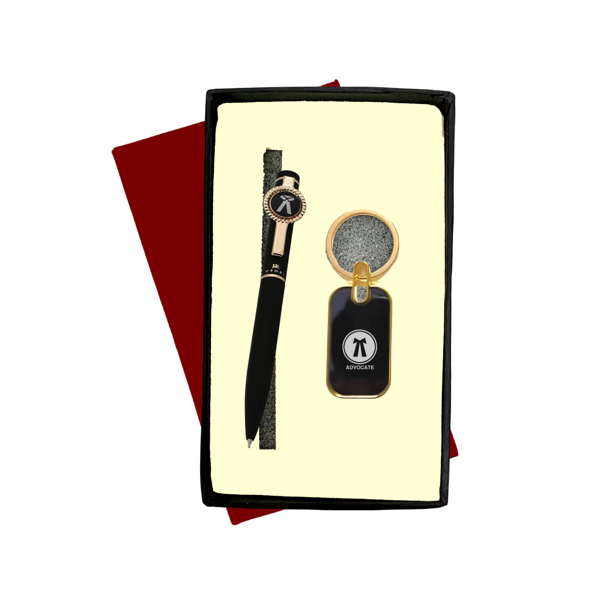     			Advocate Pen and Keychain in Brass Material Set