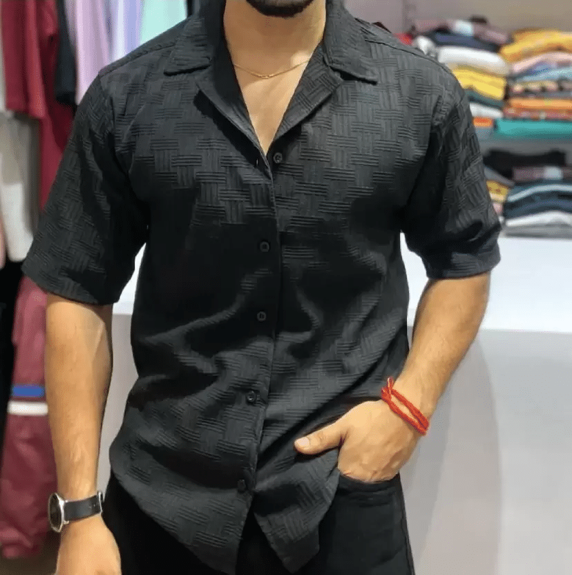 DEARISE Cotton Blend Regular Fit Self Design Full Sleeves Men's Casual Shirt - Black ( Pack of 1 ) DEARISE Cotton Blend Regular Fit Self Design Full Sleeves Men's Casual Shirt - Black ( Pack of 1 )
