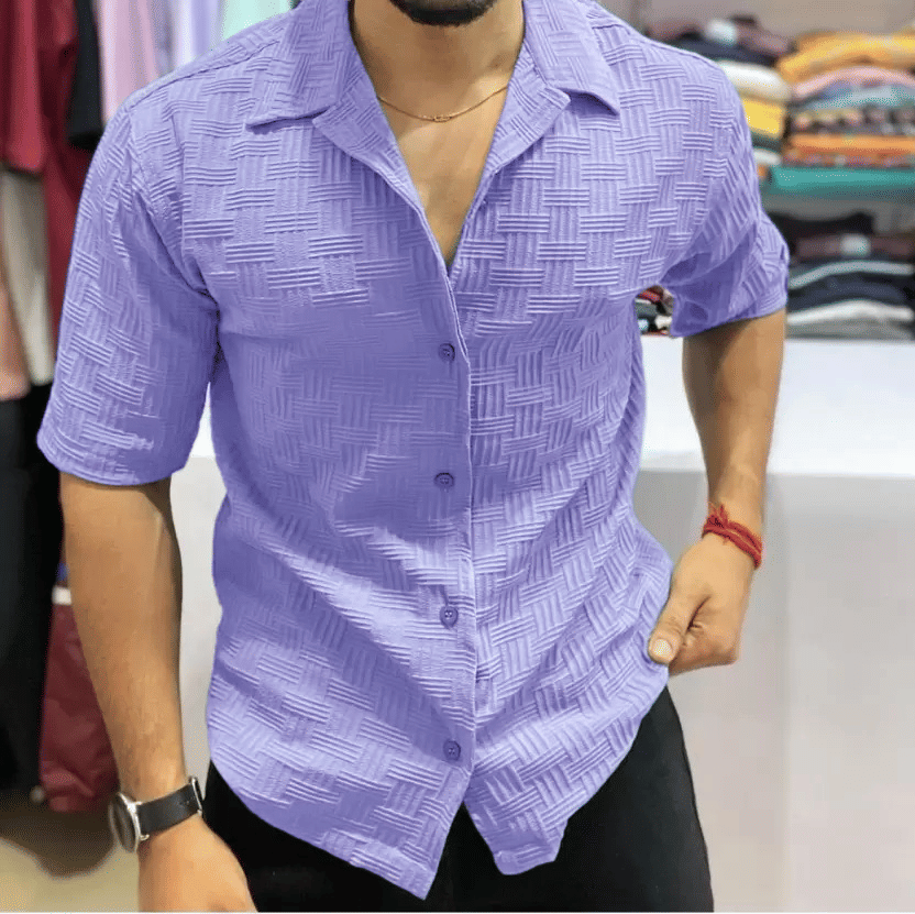     			DEARISE Cotton Blend Regular Fit Self Design Full Sleeves Men's Casual Shirt - Purple ( Pack of 1 )