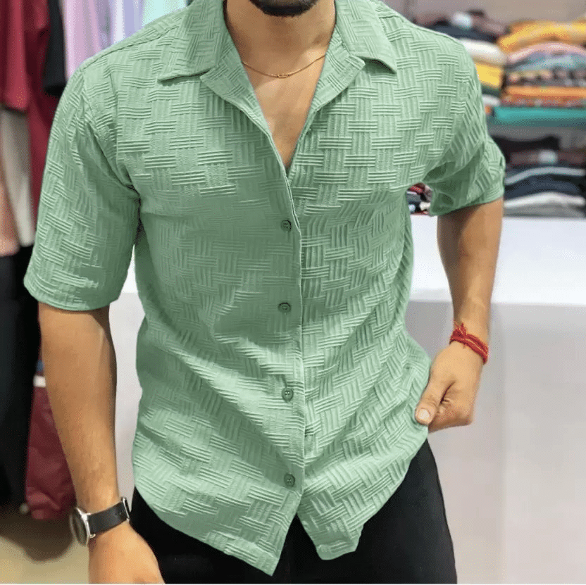     			DEARISE Cotton Blend Regular Fit Self Design Full Sleeves Men's Casual Shirt - Mint Green ( Pack of 1 )
