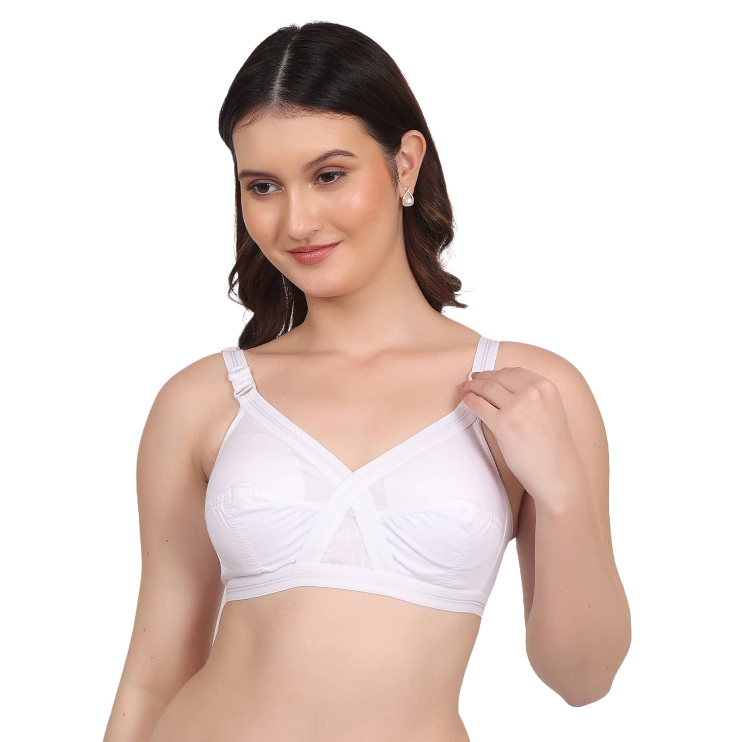 Da Ritu's Pack of 1 Cotton Blend Non Padded Everyday Bra For Women ( White )     			Da Ritu's Pack of 1 Cotton Blend Non Padded Everyday Bra For Women ( White )